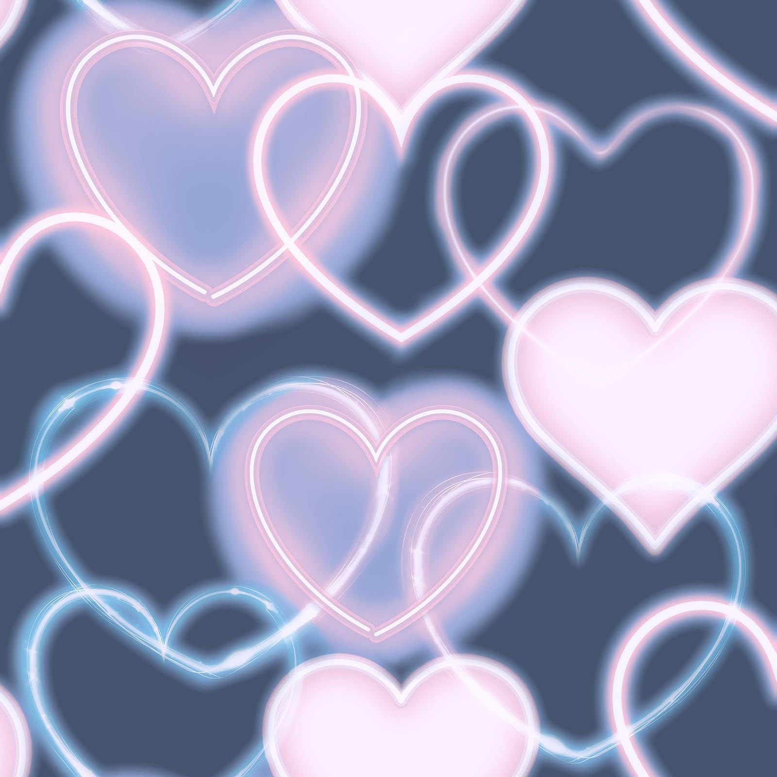 Arthouse Neon Heart Navy Pink Wallpaper Feature Wall Trendy Children's Room 5050192925655