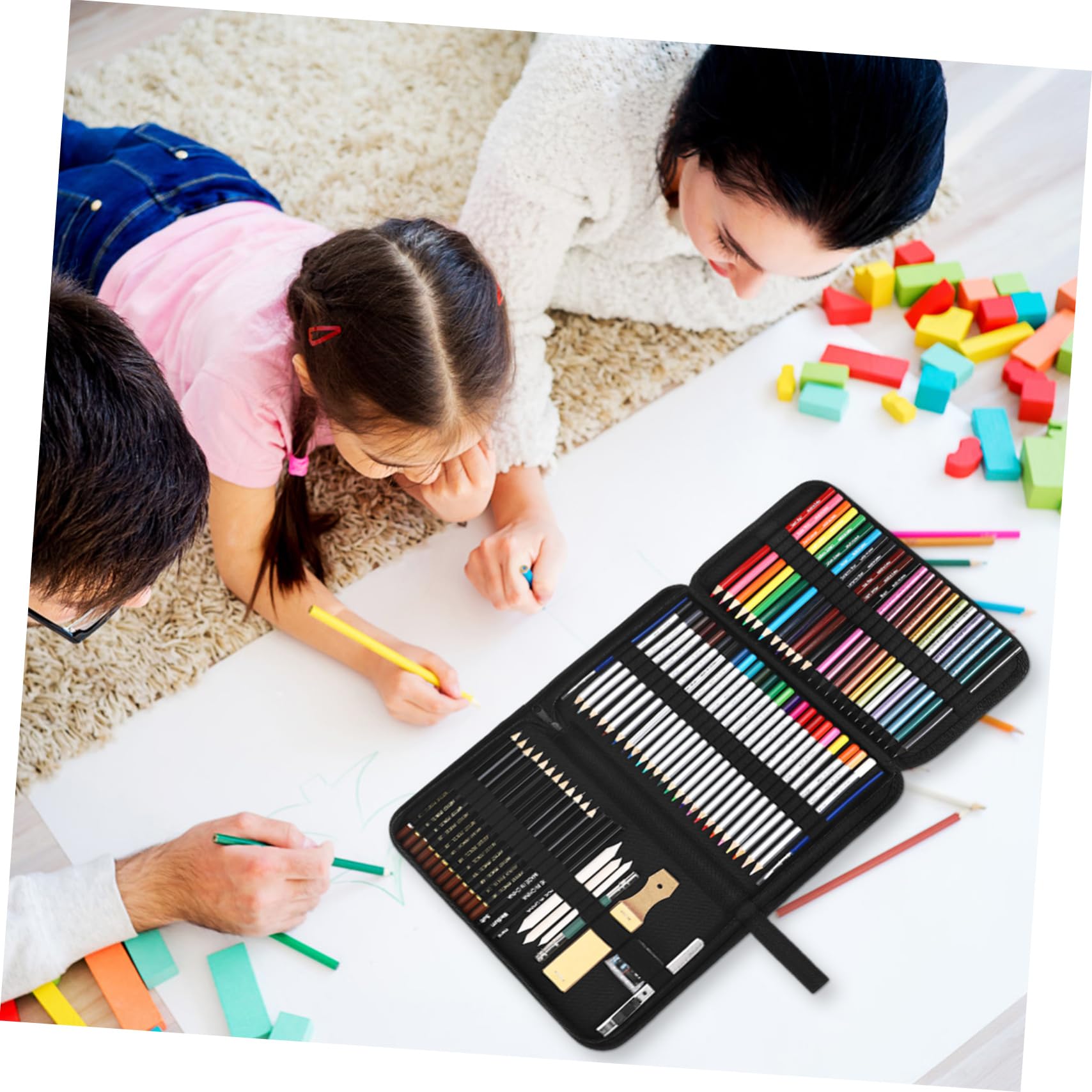 Ensemble de Crayons de Couleur 1 Set en Bois pour Dessin et Ombrage