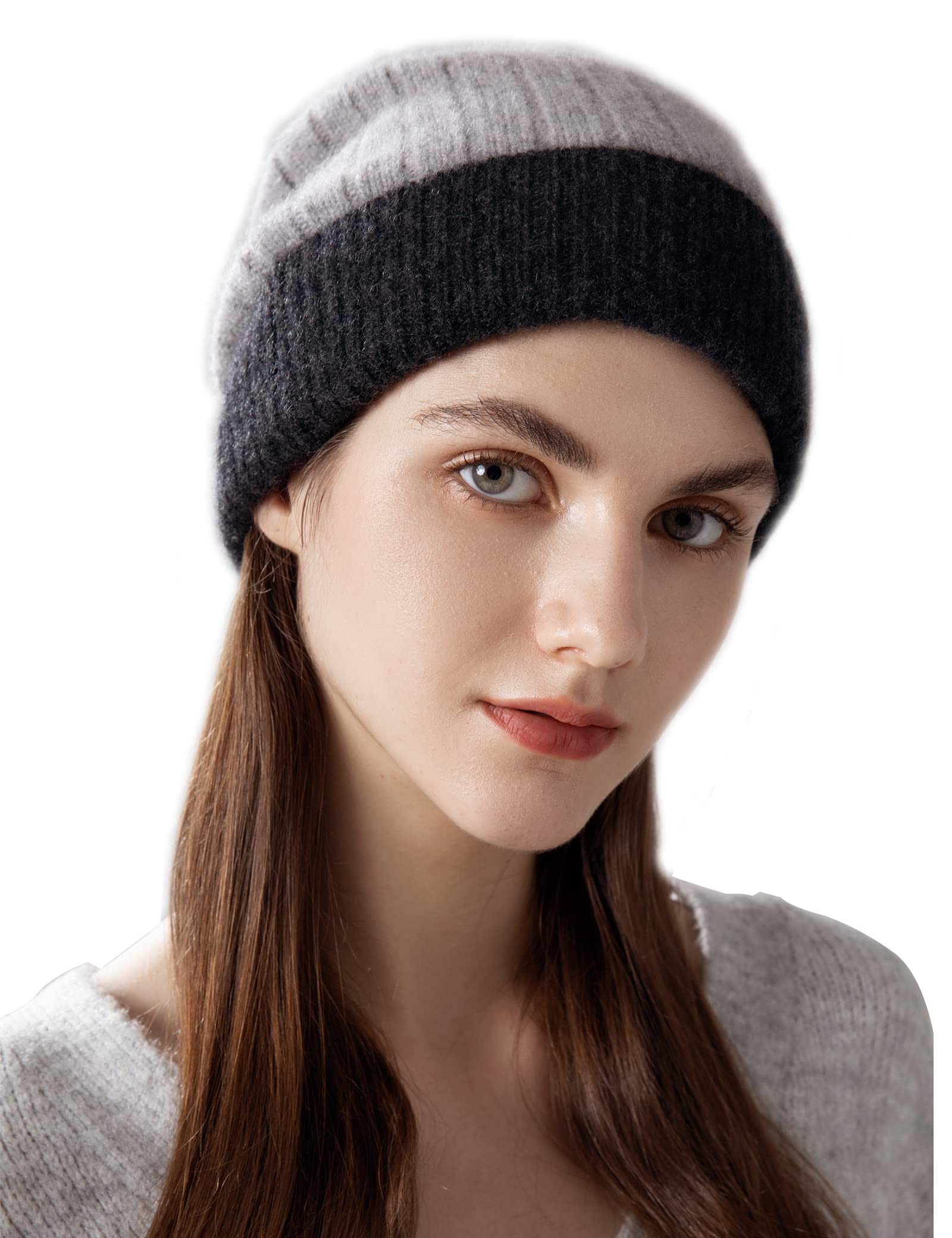 Unisex Cashmere Foldover Knitted Beanie,Outdoor Cold Proof Ski Hat for Man and Women