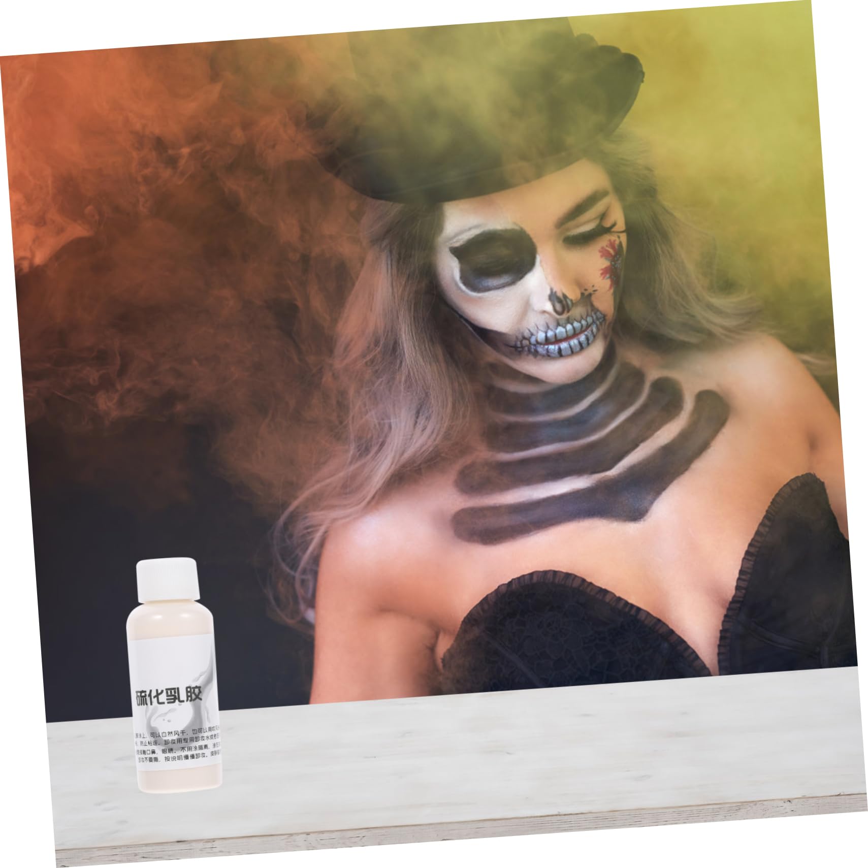 Mikinona 4 Piezas 1 látex vulcanizado malvavisco sangre falsa lavable soplo de polvo fijador Víspera de Todos fiesta luminosa pintura facial maquillaje de látex latex liquido
