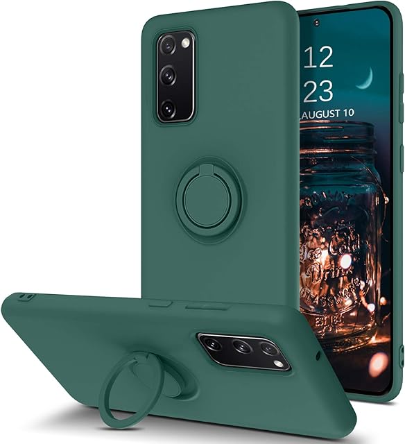 BENTOBEN Liquid Silicone Case for Samsung Galaxy S20 FE, Samsung S20 FE Case Rubber, Liquid Silicone Soft Gel Rubber 360 Rotatable Ring Holder Kickstand Case for Samsung Galaxy S20 FE 6.5" - Green