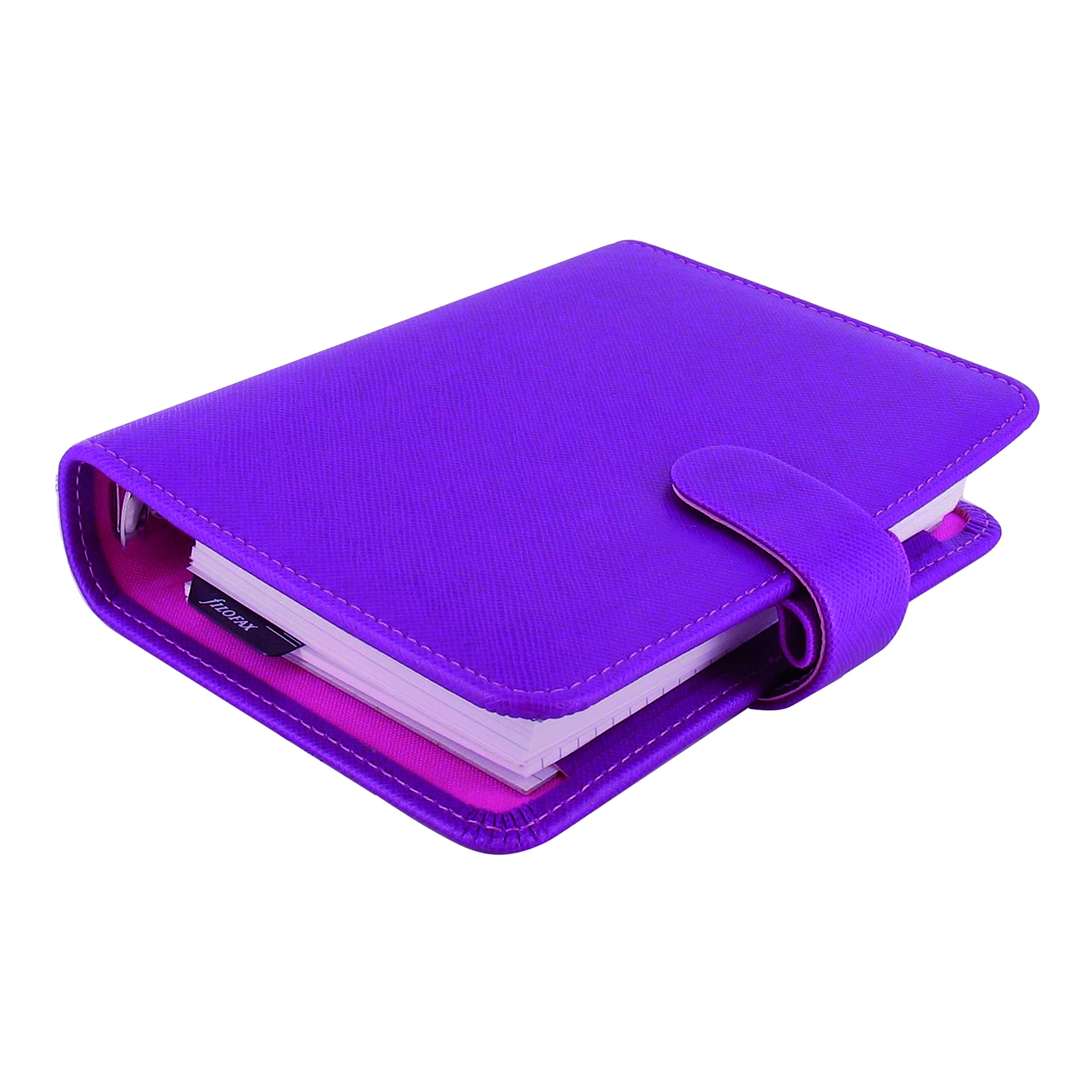 Filofax Saffiano Organizer Taschenformat Himbeere - Cross-Grain, Lederoptik, Sechs Ringe, Wochenansicht, Kalender 2022 (C022452-22)
