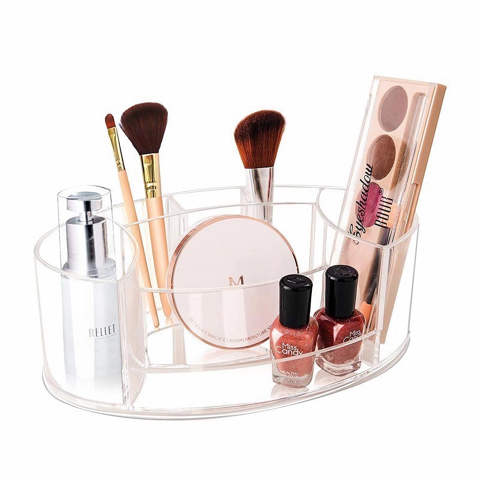 Uniface Acrylic Oval Makeup Organizer Countertop,Curved Front Design Skincare Organizers,Perfect Bathroom Vanity Organizer for Vanity, Beauty Supplies,Perfume,Lipsticks,Brushes