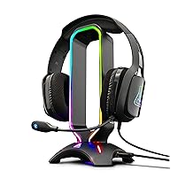 THE G-LAB K-Stand RADON Supporto per Cuffie da Gioco – Retroilluminazione RGB, USB HUB 2 x 2.0, Base antiscivolo – Supporto universale per Cuffie Gaming per PC PS4 XBOX One Nintendo Switch (Nero)