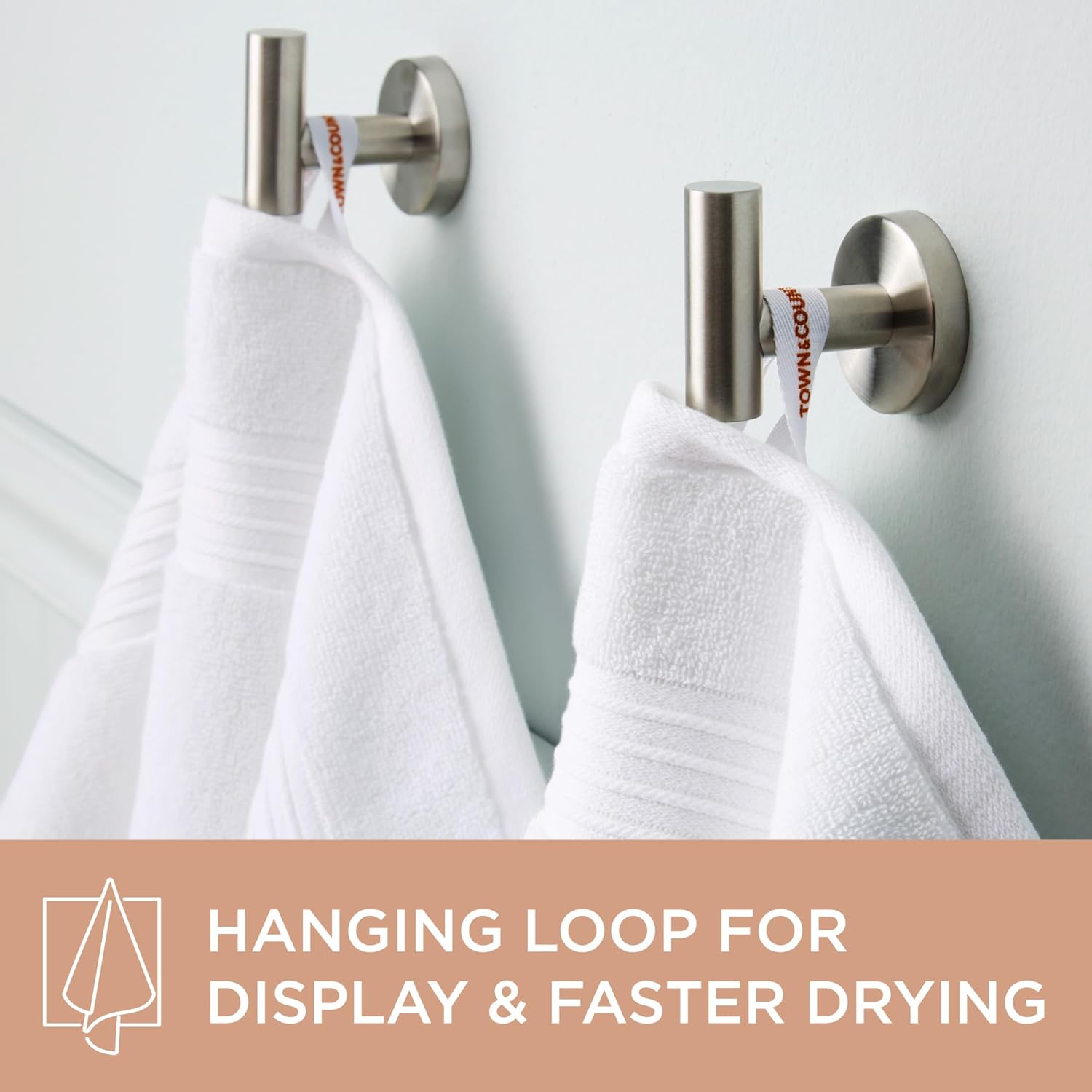 Town & Country Everyday 6-Piece Assorted Solid Dobby Border Set, 2-Bath Towels, 2-Hand Towels, 2-Washcloths, 100% Cotton, Plush & Absorbent 650GSM, White - Image 4