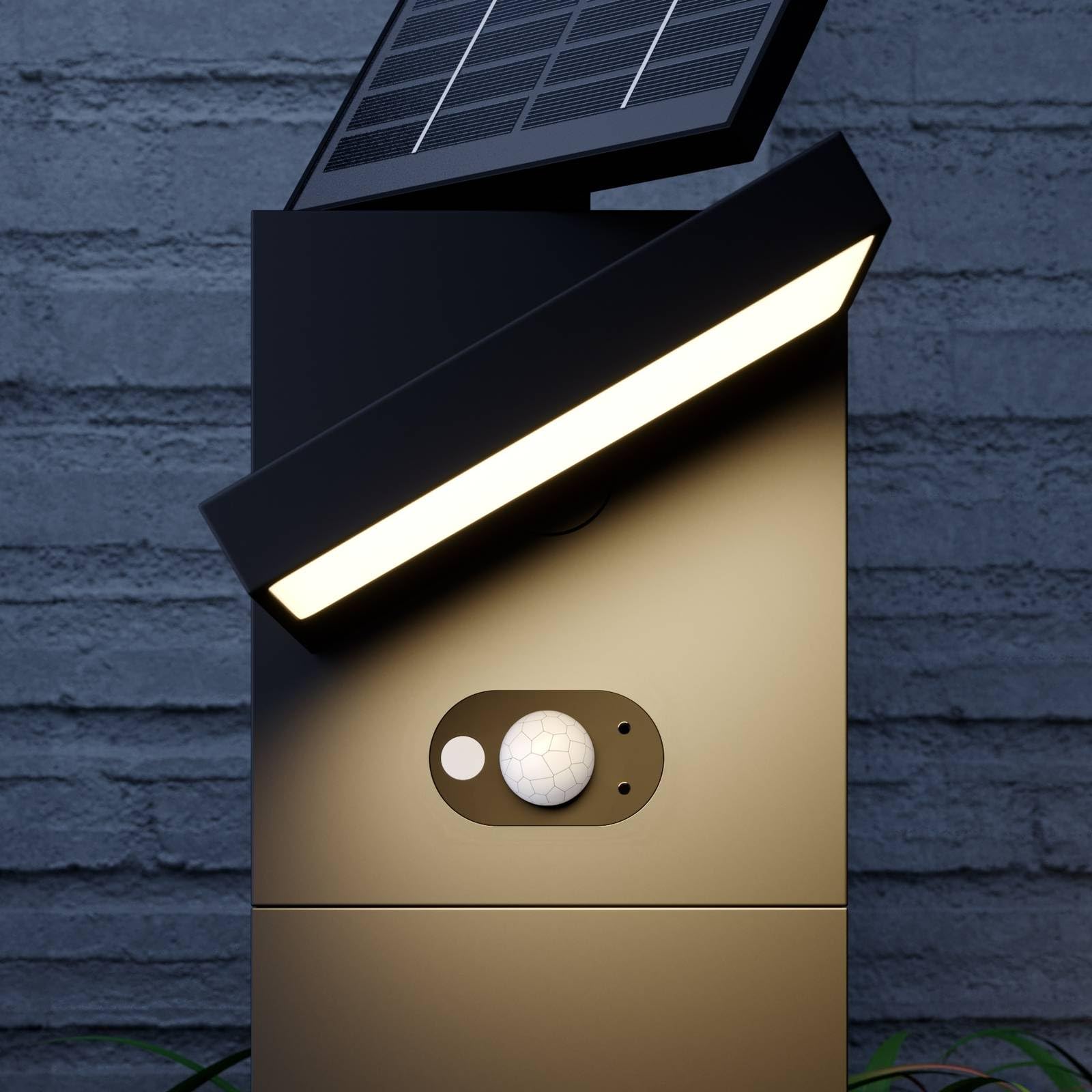 Lucande LED Solarleuchten Silvan mit Bewegungsmelder (spritzwassergeschützt (Modern) in Schwarz aus Aluminium (1 flammig,) - Solarlampe Solarleuchte Garten