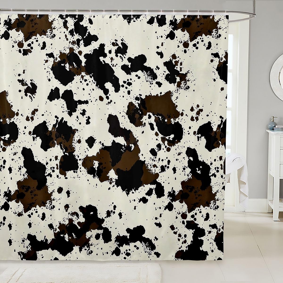 Rideau de douche imprimé vache lavable pour éviter les éclaboussures style ferme western