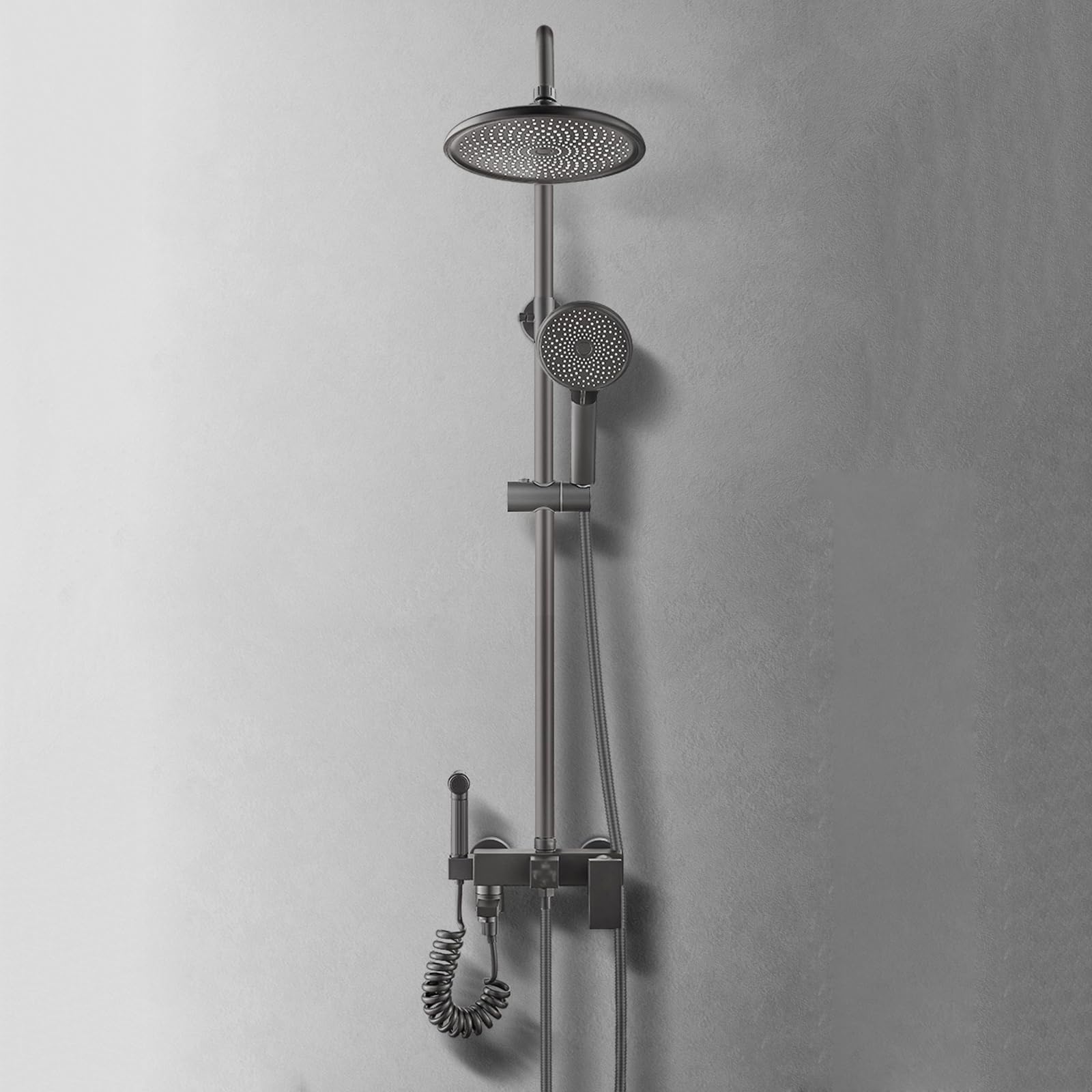 LWX - Set di rubinetti per doccia e vasca da bagno, regolabile, colore: grigio, miscelatore da parete con soffione e sistema doccia completo per la massima esperienza di bagno