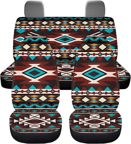 Miniatura 8 de CLOHOMIN Funda de asiento de coche con estampado azteca nativo americano, Navajo Western Southwest, accesorios para mujeres y hombres, fundas de