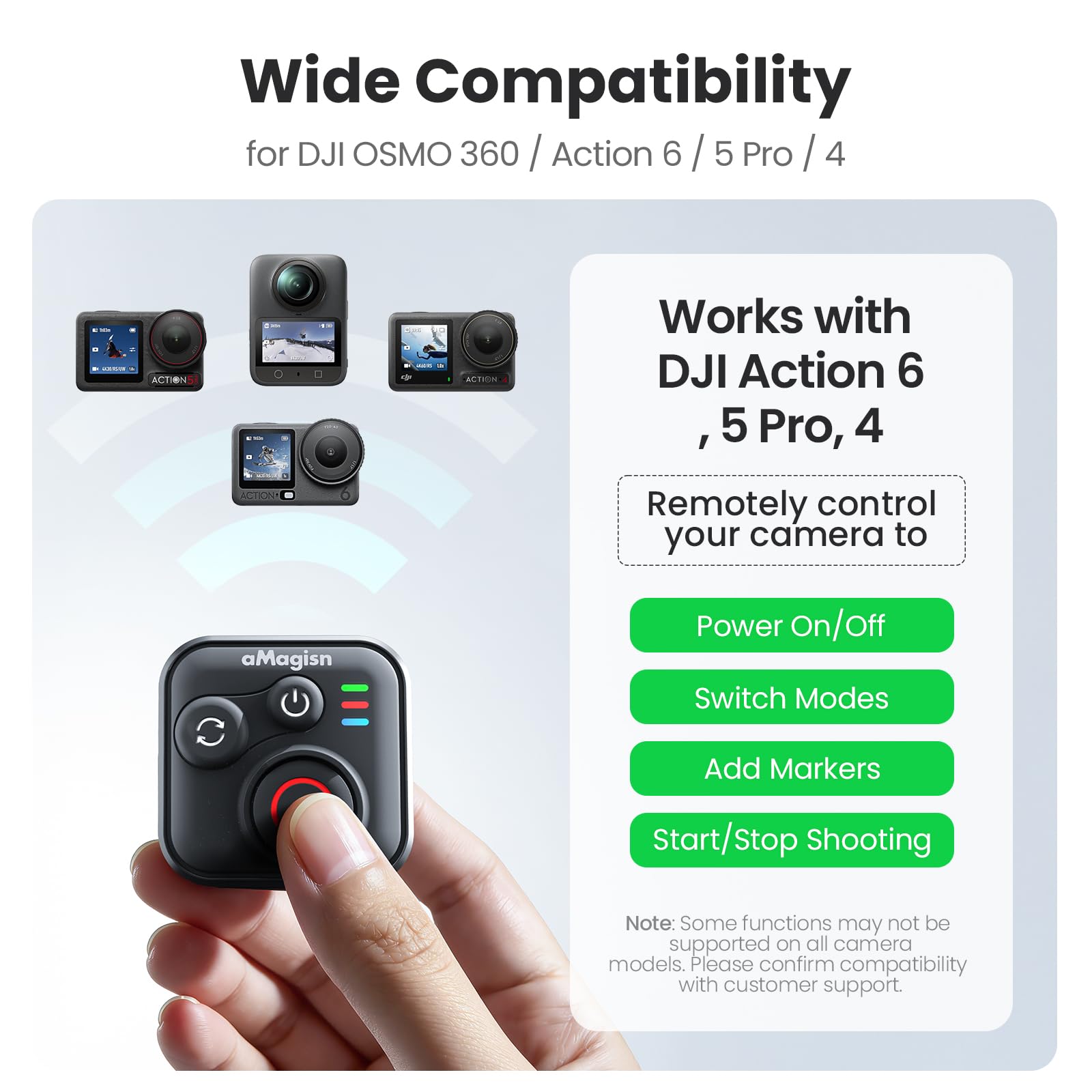 Treeboy Télécommande Bluetooth pour appareils photo DJI Osmo 360/Action 6/5 Pro/4 et téléphones iOS Android