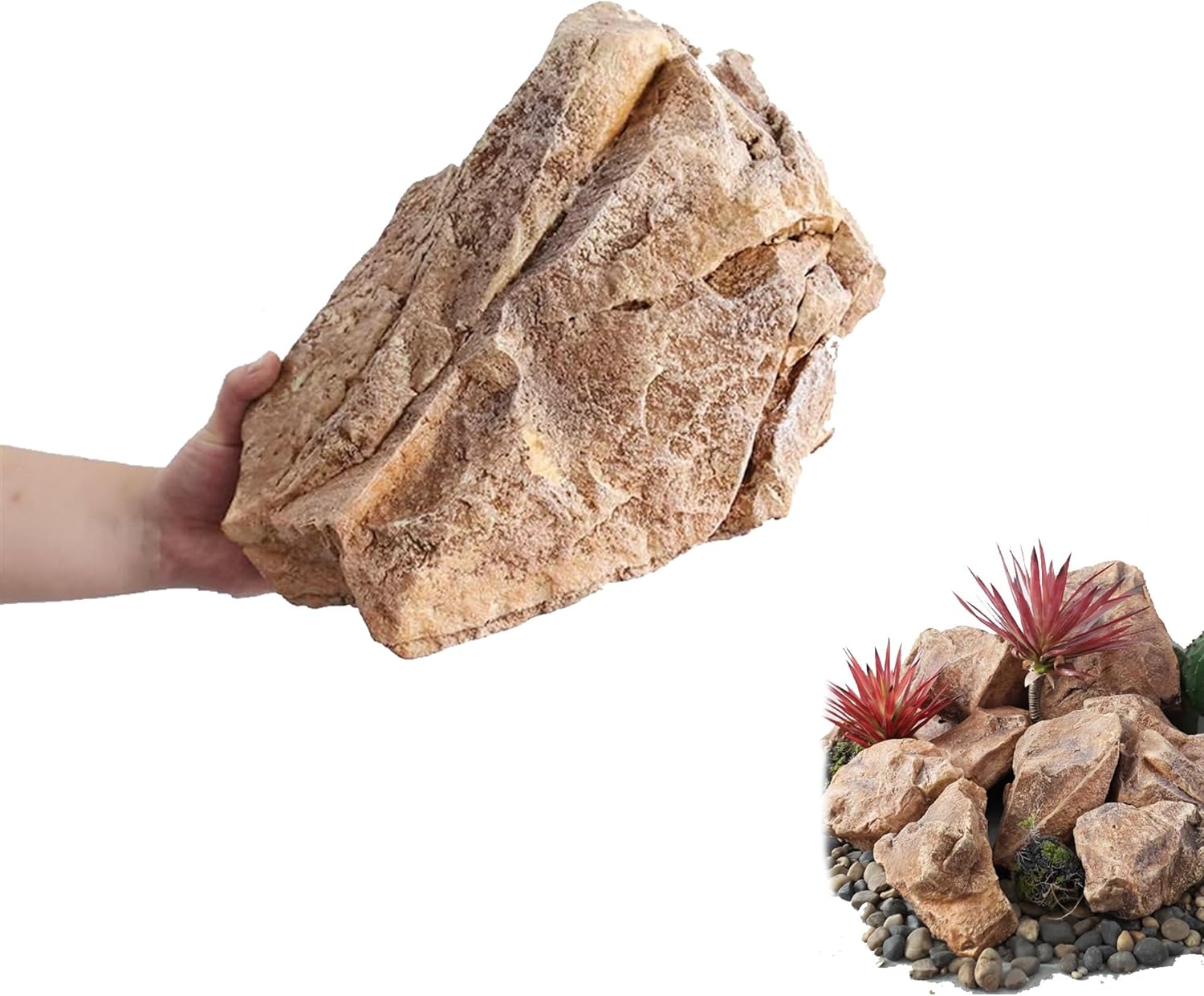 Fake Rocks Solid Rocks for Yard PU Foam Artificial Landscape Realistic Natural Texture Gardens Shooting Outdoor Faux Rock Cover Landscaping Aquarium Décor(37 * 23 * 23cm) (One Col