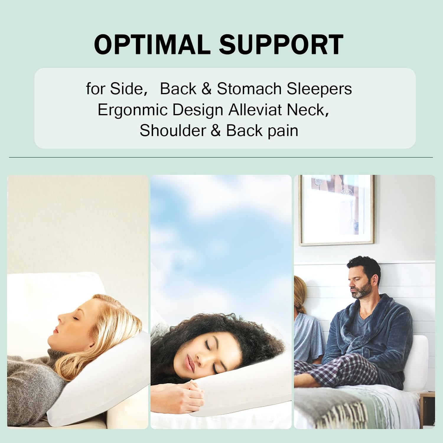 Talalay 100% Natural Premium Latex Pillow, Queen Bed Pillow with Removable Cotton Cover, Helps Relieve Pressure, Sleeping Pillow Suitable for Back and Side Sleepers, Travel Pillow (Queen (Medium)) - Image 5