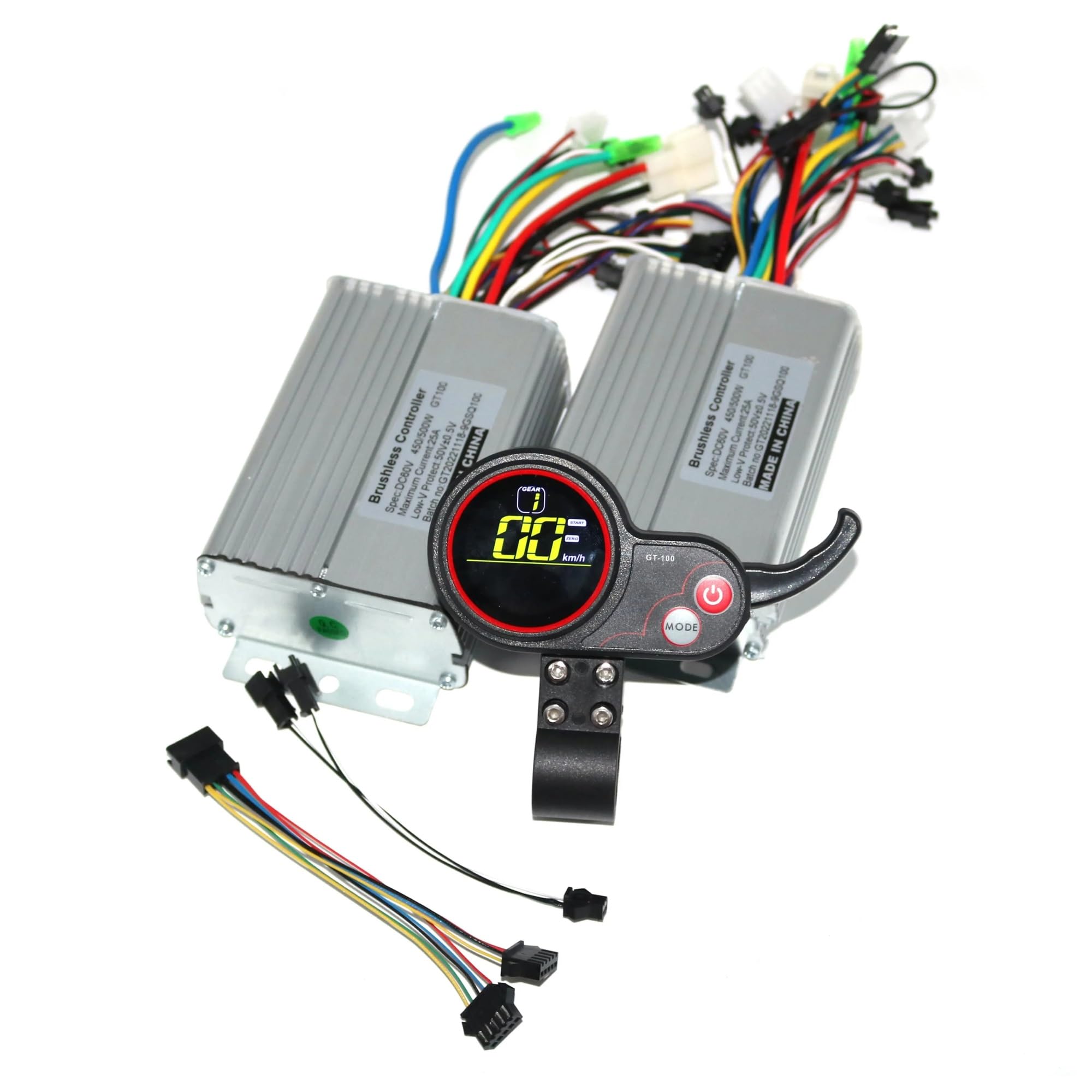 Sterownik silnika pojazdu elektrycznego Podwójny napęd 36/48/60V 450/500W BLDC kontroler skutera elektrycznego E-bike 2 szt. bezszczotkowy sterownik prędkości i 1 szt. wyświetlacz L+C+D jeden