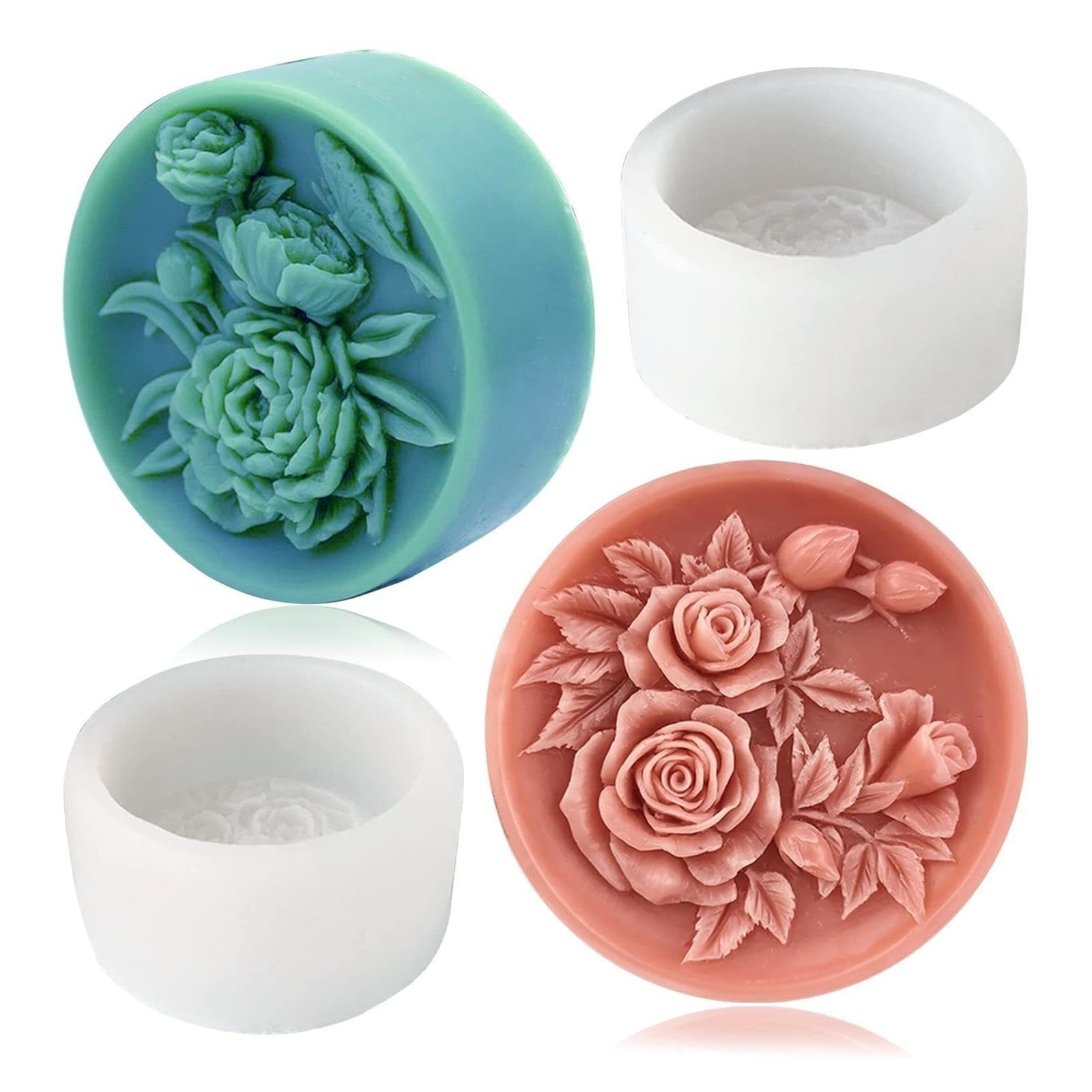 2 stampi per sapone in silicone a forma di fiore, a forma di angelo 3D