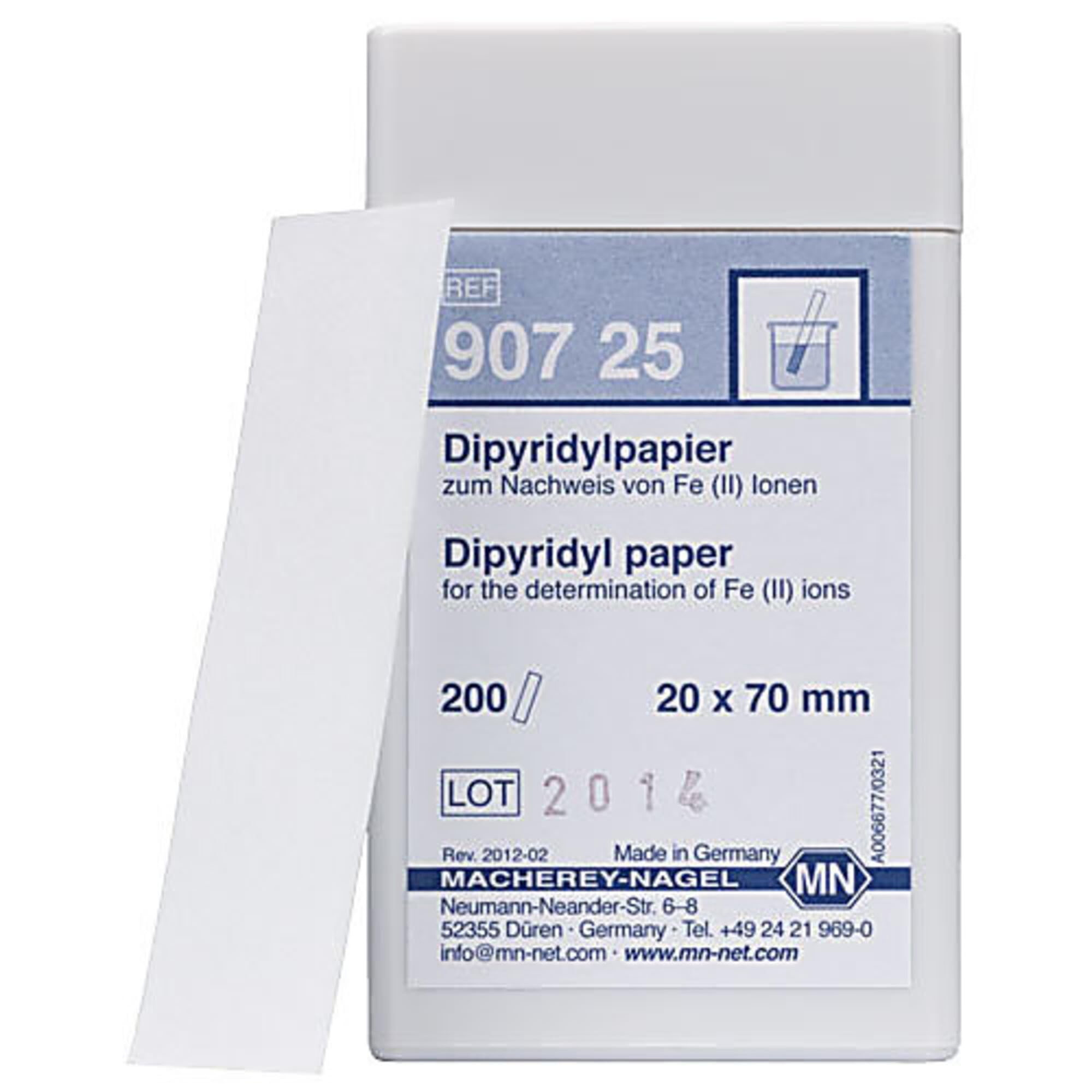 Macherey-Nagel, 90725, Dipyridyl Paper, Box of 200 Strips