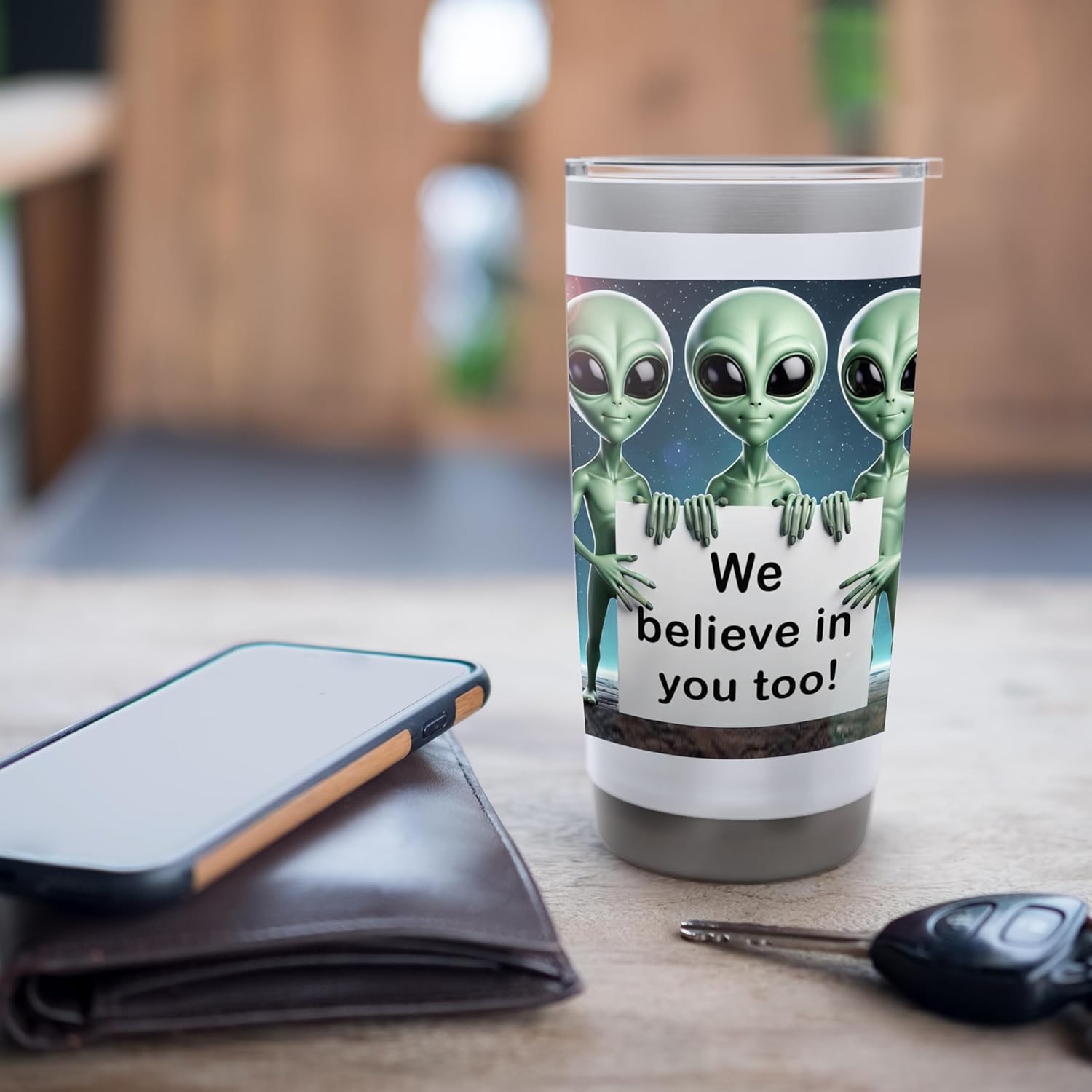 "We Believe in You Too!" Aliens Stainless Steel Insulated Tumbler - Image 7