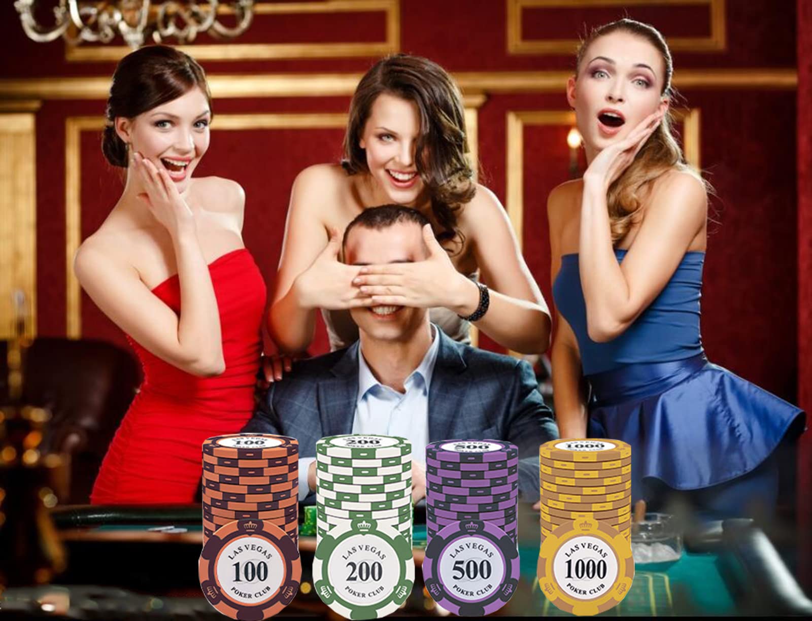 50PCS Fiches Poker Professionali,Fiches da Poker Fiches da Gioco Fiches da Bingo Fiches da Poker con Valore Nominale Poker Chips Festa Chip del Casinò della Roulette Poker Fiches da Poker