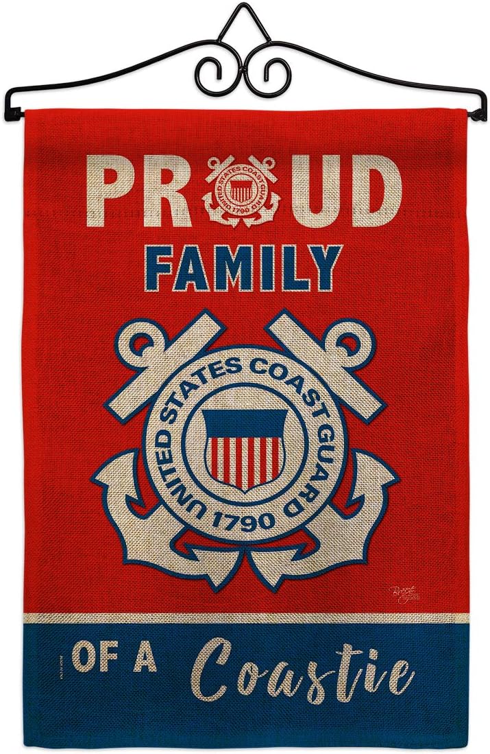 Coast Guard Proud Family Coastie Garden Flag Armed Forces USCG Semper Paratus United State American Military Veteran Retire Official Small Gift Yard House Banner Double-Sided Made In USA 13 X 18.5