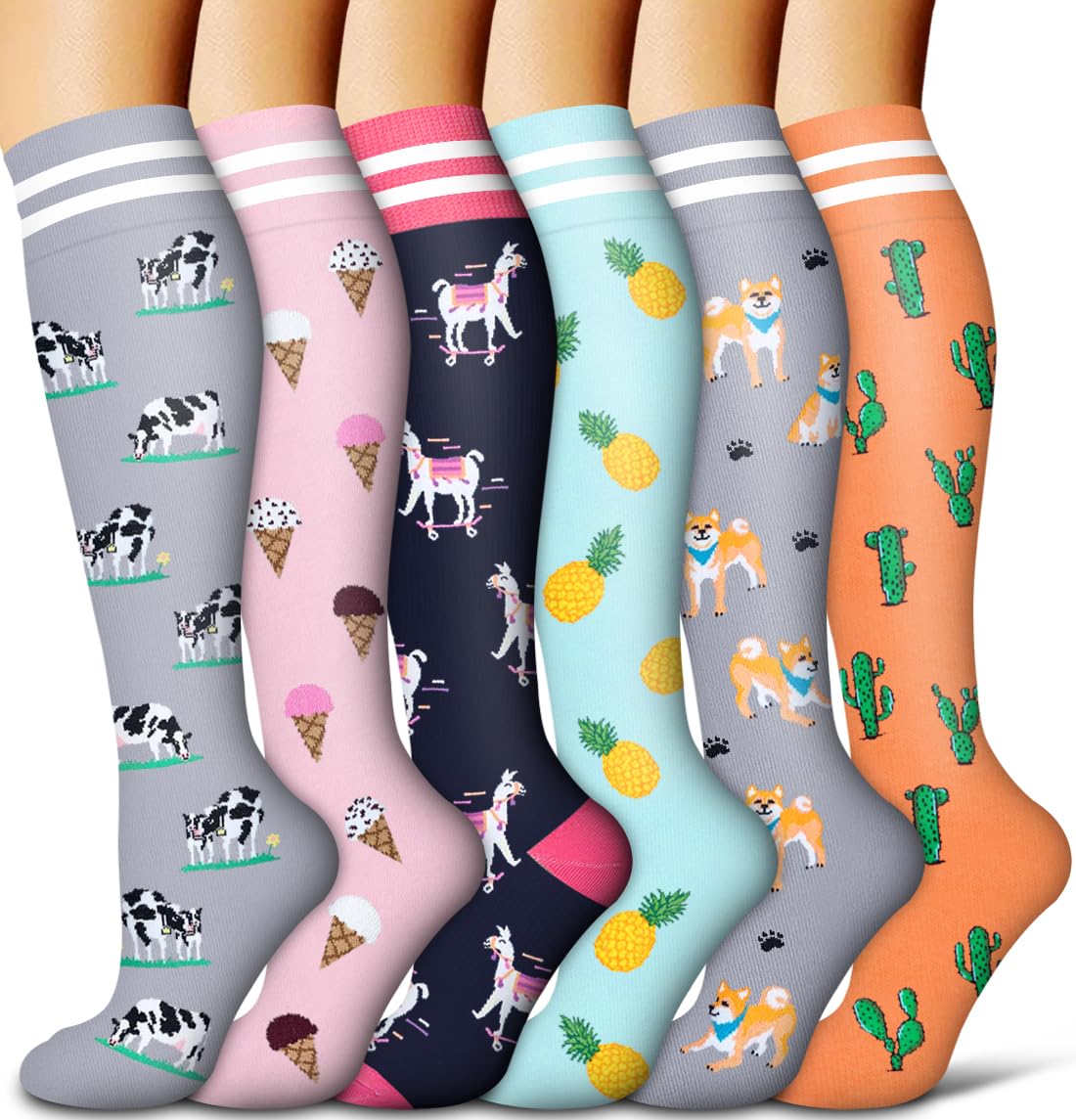 COOLOVER Copper Compression Socks for Women and Men(6 Pairs)-Best Support for Running, Athletic, Travel