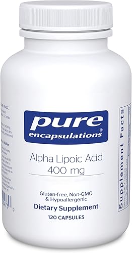 Pure Encapsulations Ácido alfa lipoico 400 mg  Suplemento ALA para apoyo hepático, antioxidantes, salud nerviosa y cardiovascular, radicales libres