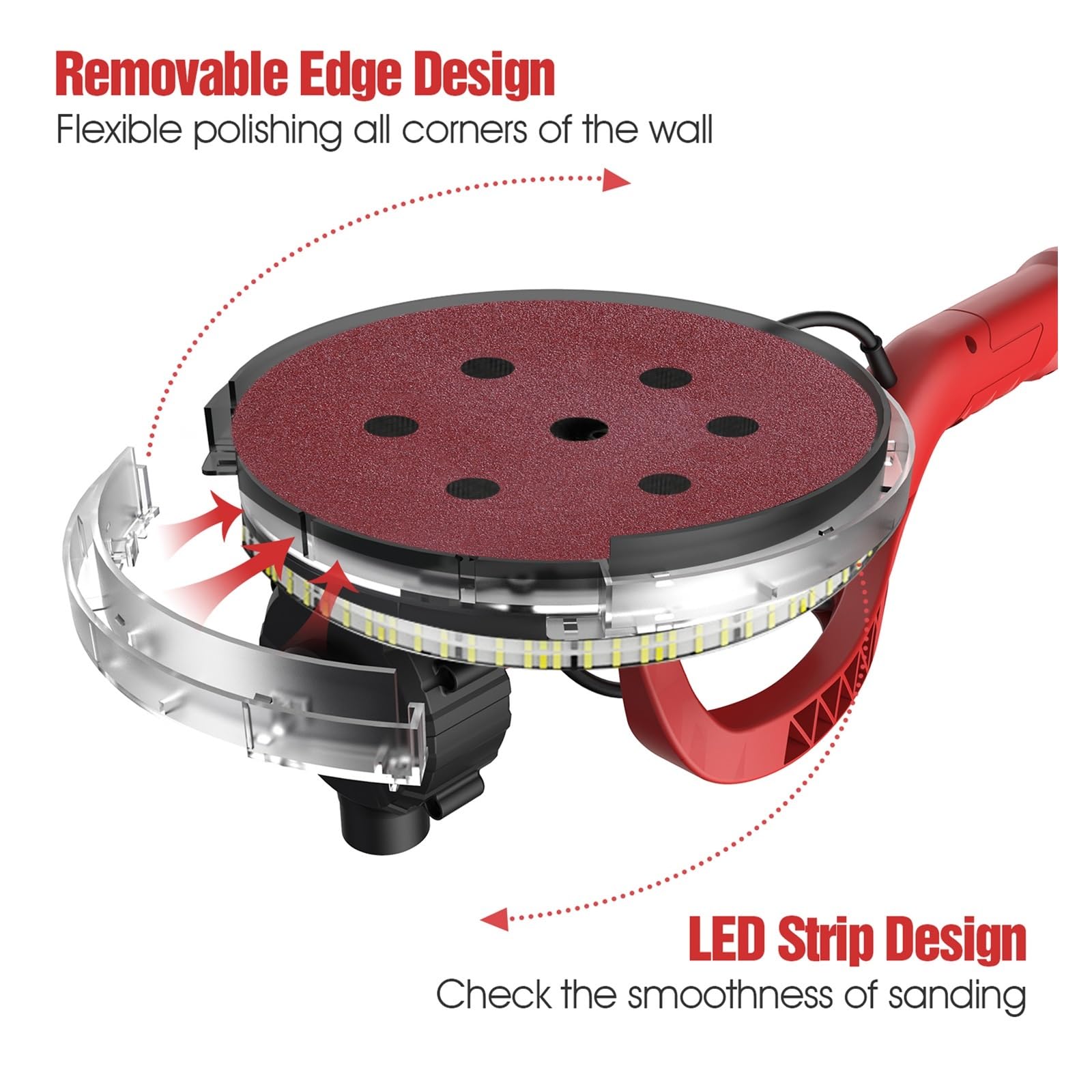 Levigatrice elettrica, Levigatrice for muro a secco elettrica da 180 mm Lucidatrice for a palo 710W for a for parete a luce di striscia a LED for uso domestico con scatola for la polvere