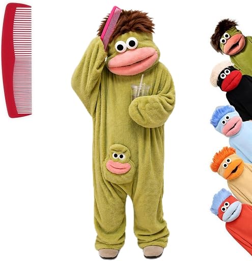 Generic Kids Big Mouth Monster - Silly Frog Onesie Leotard Onesie Jumpsuit with Comb Funny Cozy Silly Hooded Plush Loungwear