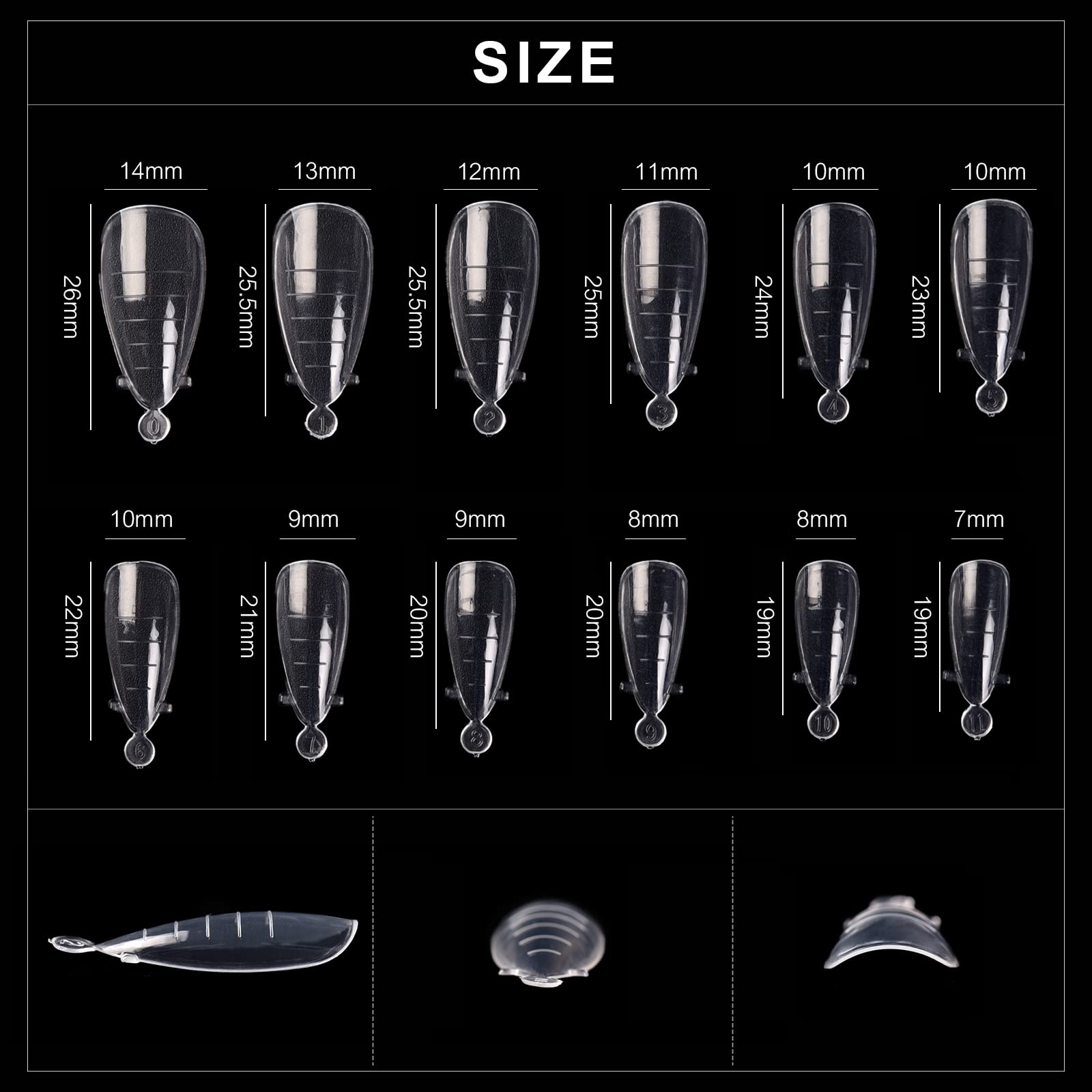 120 formine doppie per unghie in gel di estensione per unghie, copertura completa, 12 misure, mandorla trasparente, per gel solido, colla, nail art, design per casa e salone