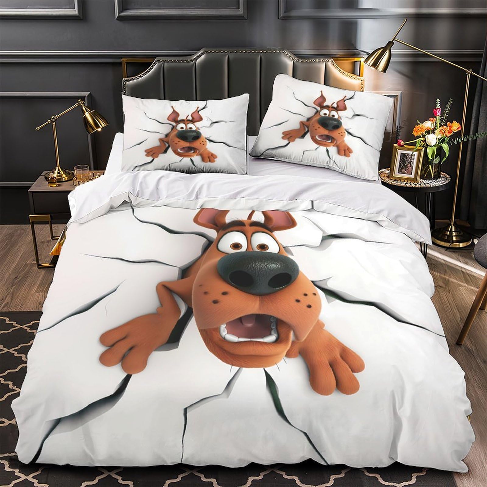 Parure de lit 3D chien de dessin animé en microfibre 135x200cm