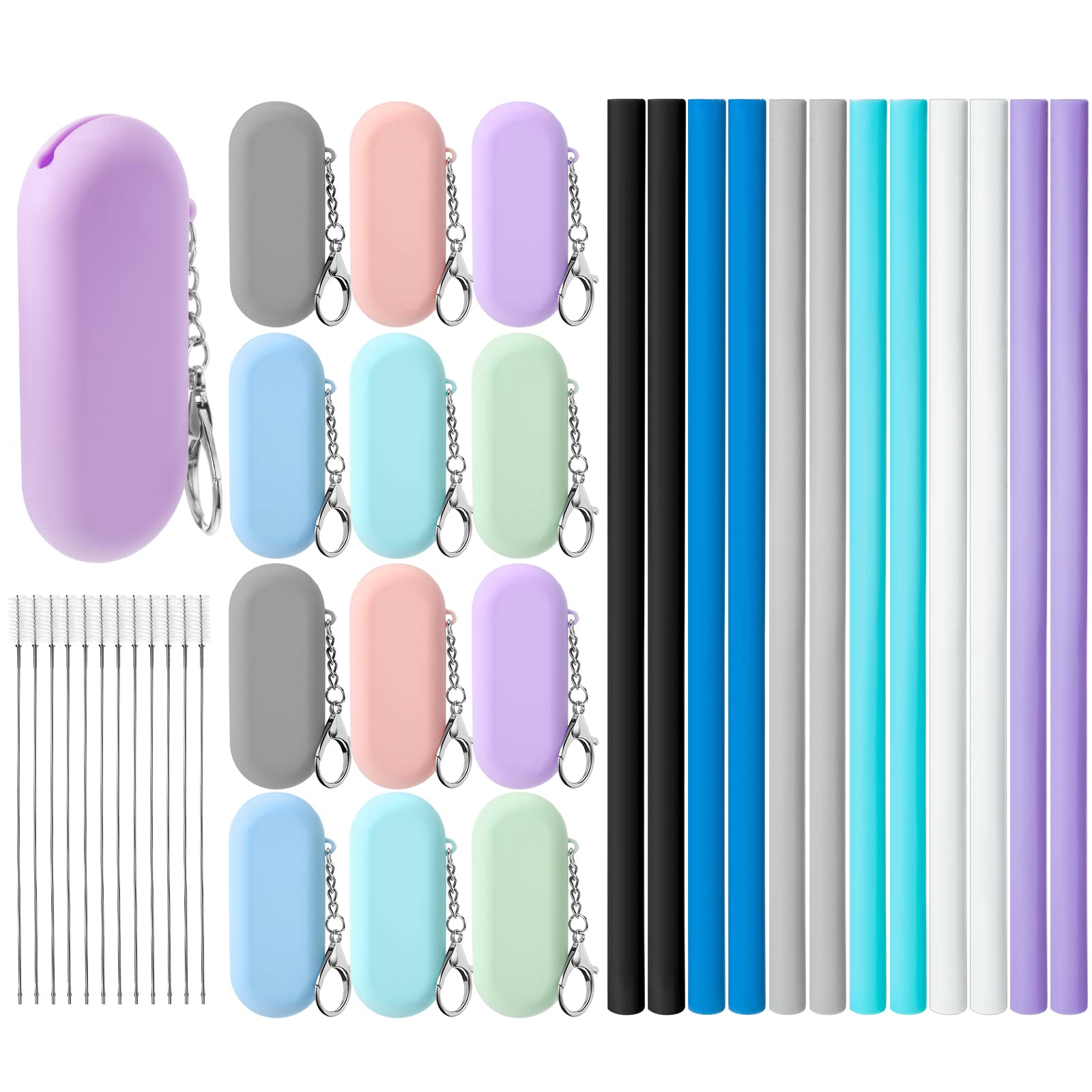 Pailles en silicone avec brosses de nettoyage lavables et faciles à ranger