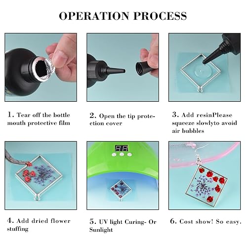 Miniatura 6 de Resina UV 7.05 oz, transparente, curado rápido, transparente tipo duro para manualidades, fabricación de joyas