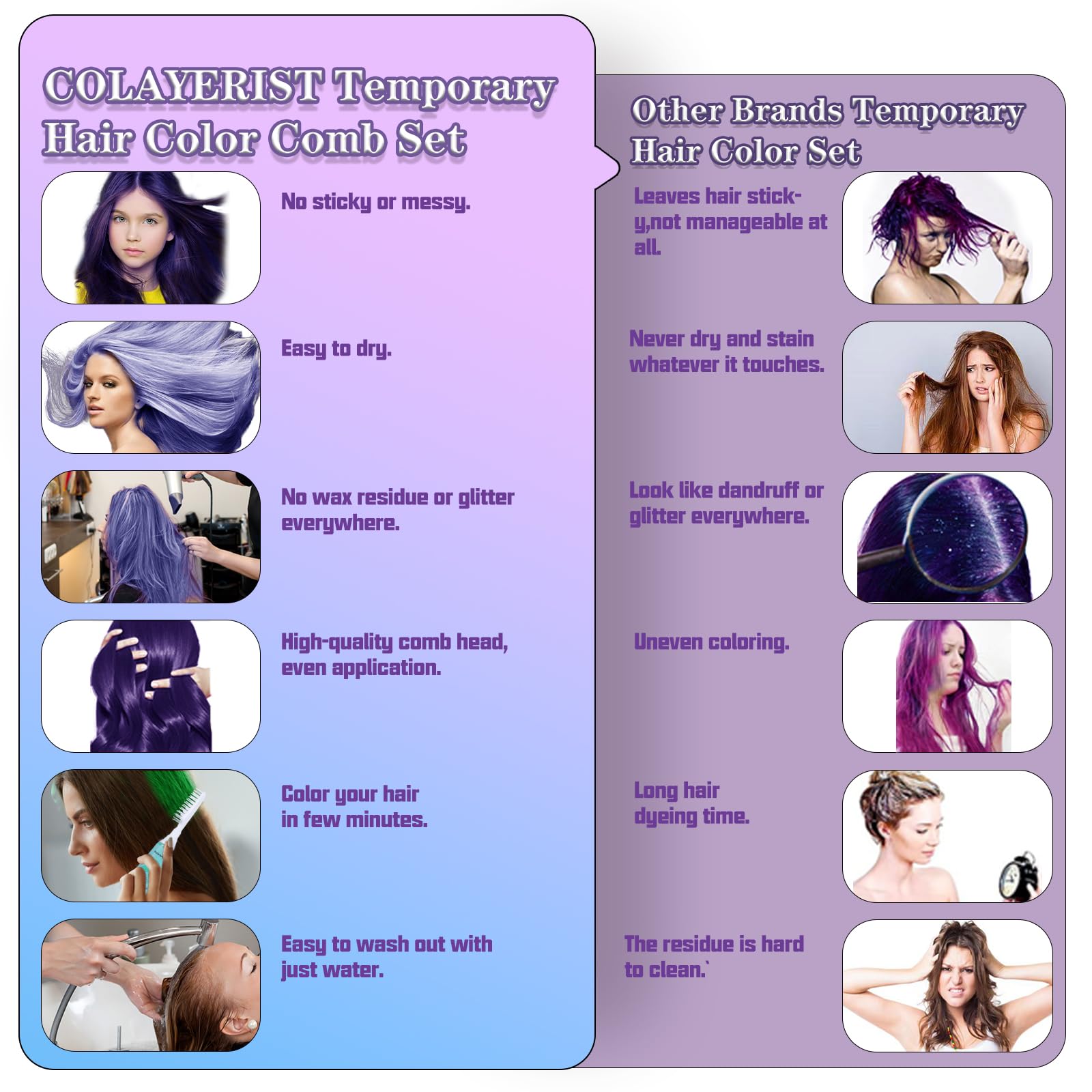 Cera de color para el cabello para niñas, 4 piezas de tinte temporal para el cabello en verde, azul, rosa, morado, kit de tiza lavable para niños y adultos, gran regalo para cumpleaños de