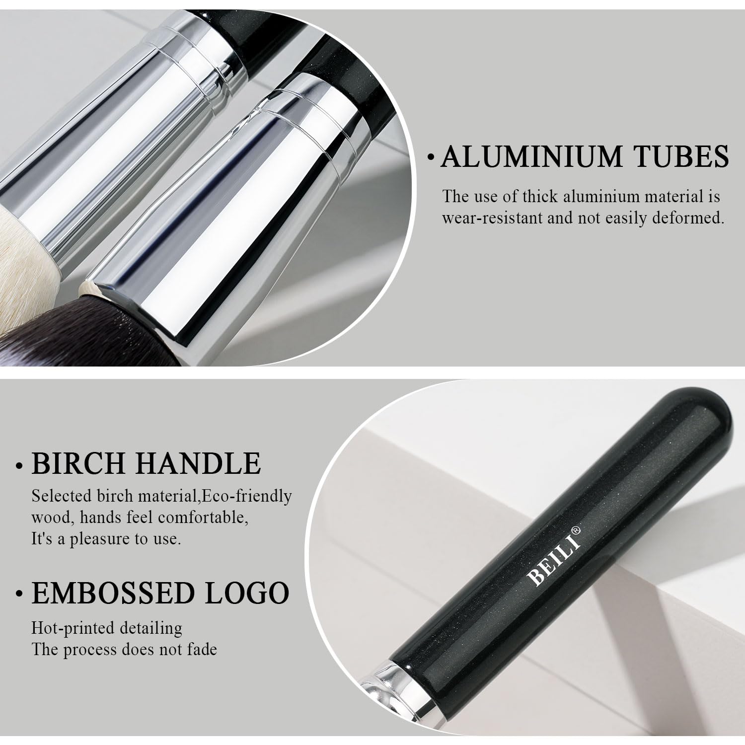 BEILI Pinceaux Maquillage 20PC Kit Pinceau Maquillage Professionnel Poils Chèvre Naturels Synthétiques de Qualité Supérieure pour Fond de Teint,Poudre,Anti-cernes,Ombres à Paupières,Sourcils,Eyeliner