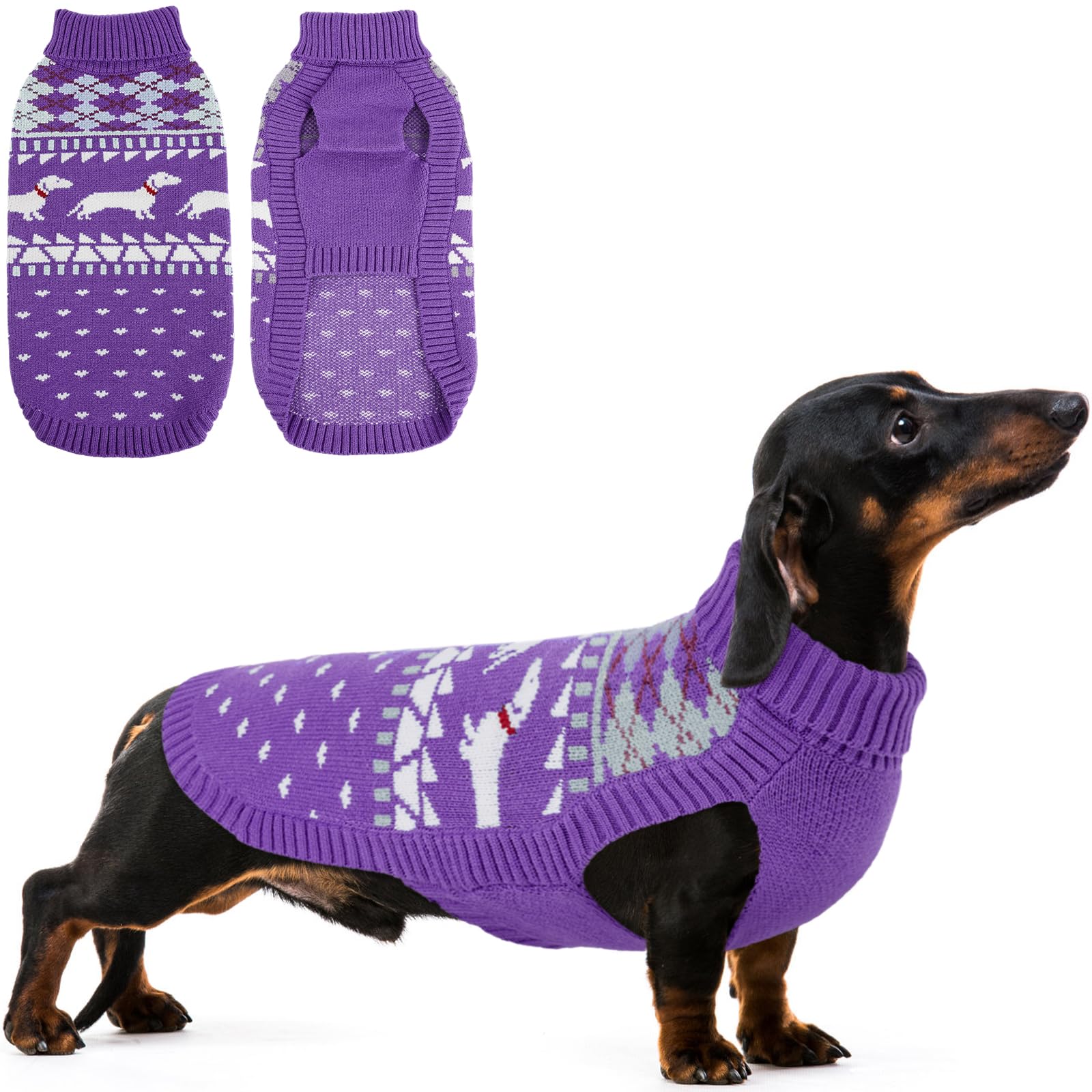Lelepet Dog Jumper for Dachshund, Turtleneck Pullover for Medium Dogs