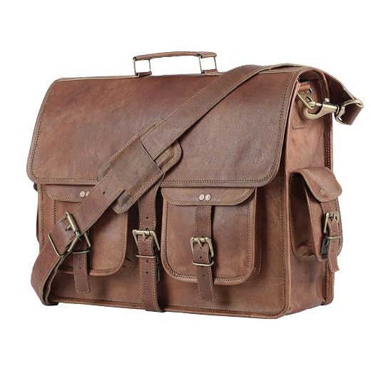 Leather Briefcase Laptop bag 18 inch Handmade Messenger Bags Best Satchel by KPL
