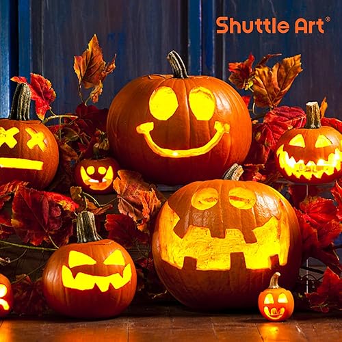 Miniatura 8 de Shuttle Art Kit de tallado de calabaza de 40 piezas, 22 plantillas de tallado de calabaza de acero inoxidable con 15 velas electrónicas y 3