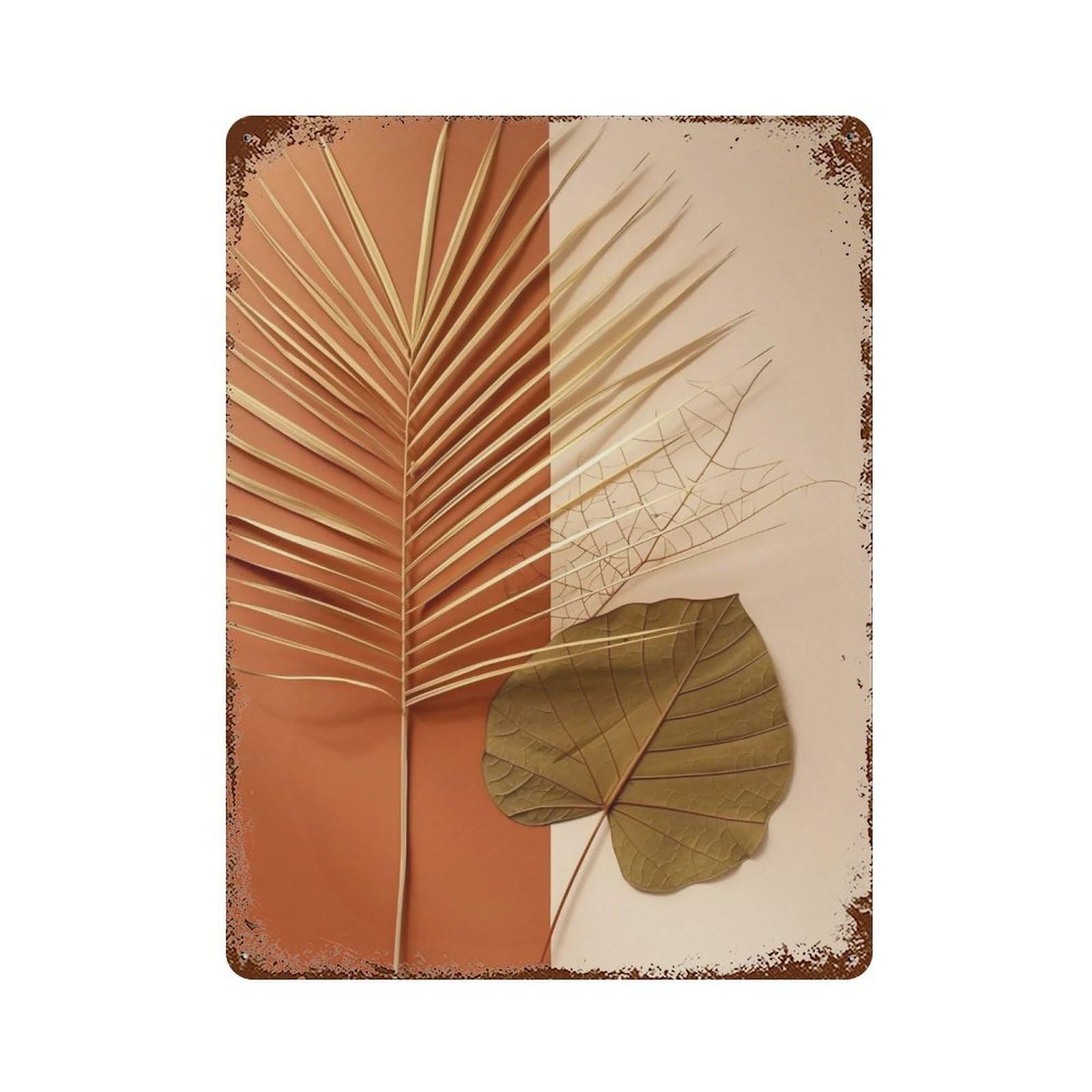 WUJHGRSG Earth Split Background Veined Dry Frond 01 Wall Art Retro Iron Vintage Metal Tin Sign Poster Modern Decor for Home Cofffee Club Bar Shop Style 40x30cm