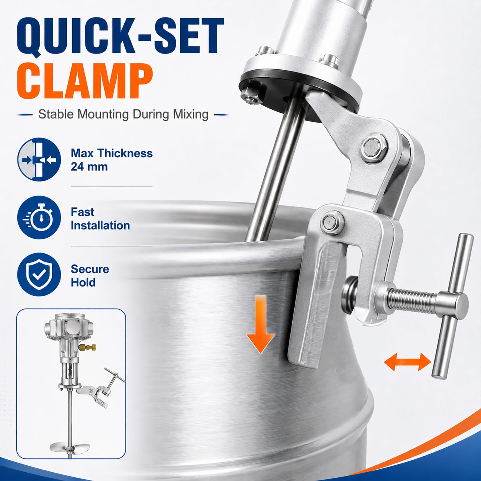 Agitador Neumático para Bidón, Mezclador Industrial de Pintura con Velocidad Ajustable para Químicos Resina y Pegamento 100gallon
