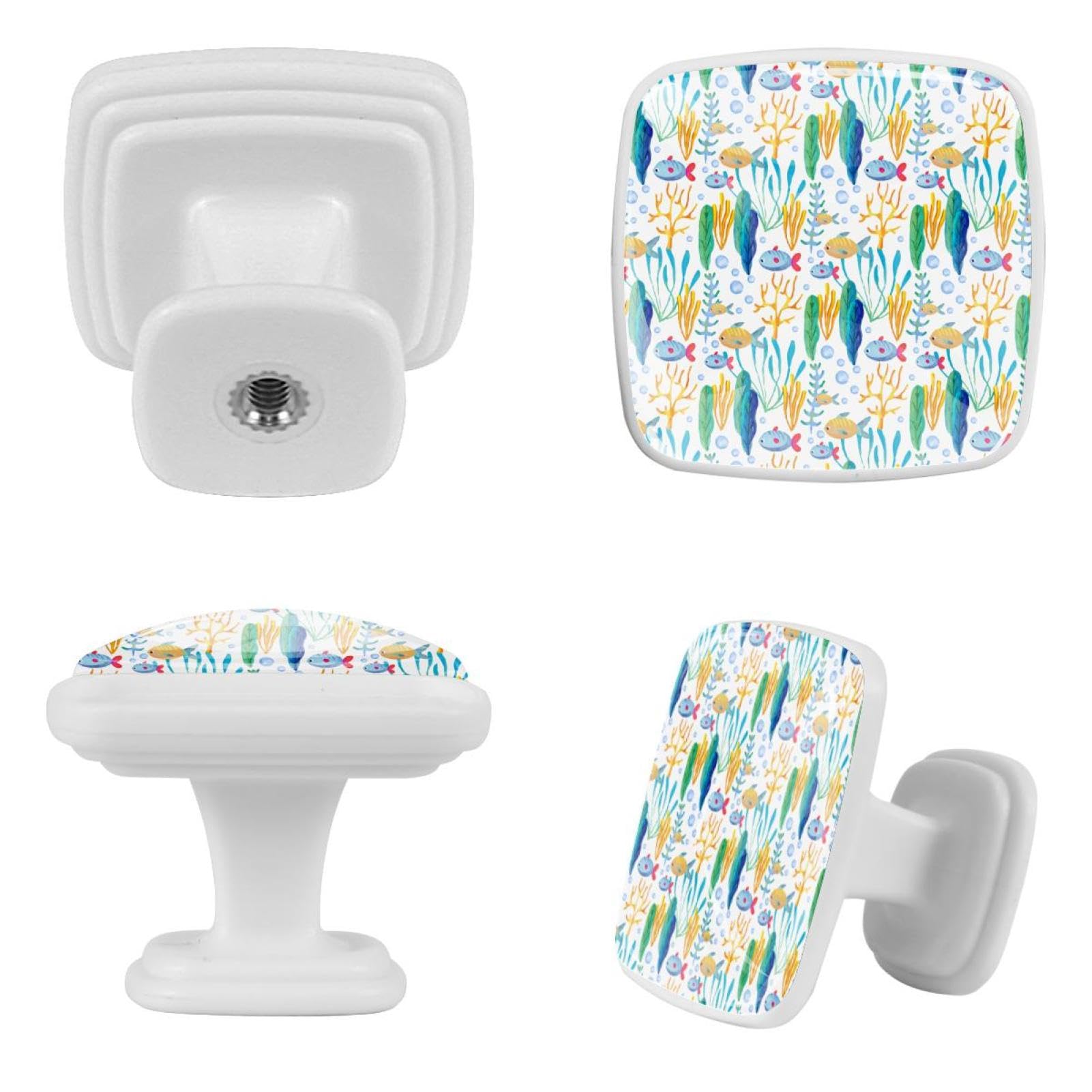 Cassetto quadrato moderno con viti (12 pz) modello di pesce corallo