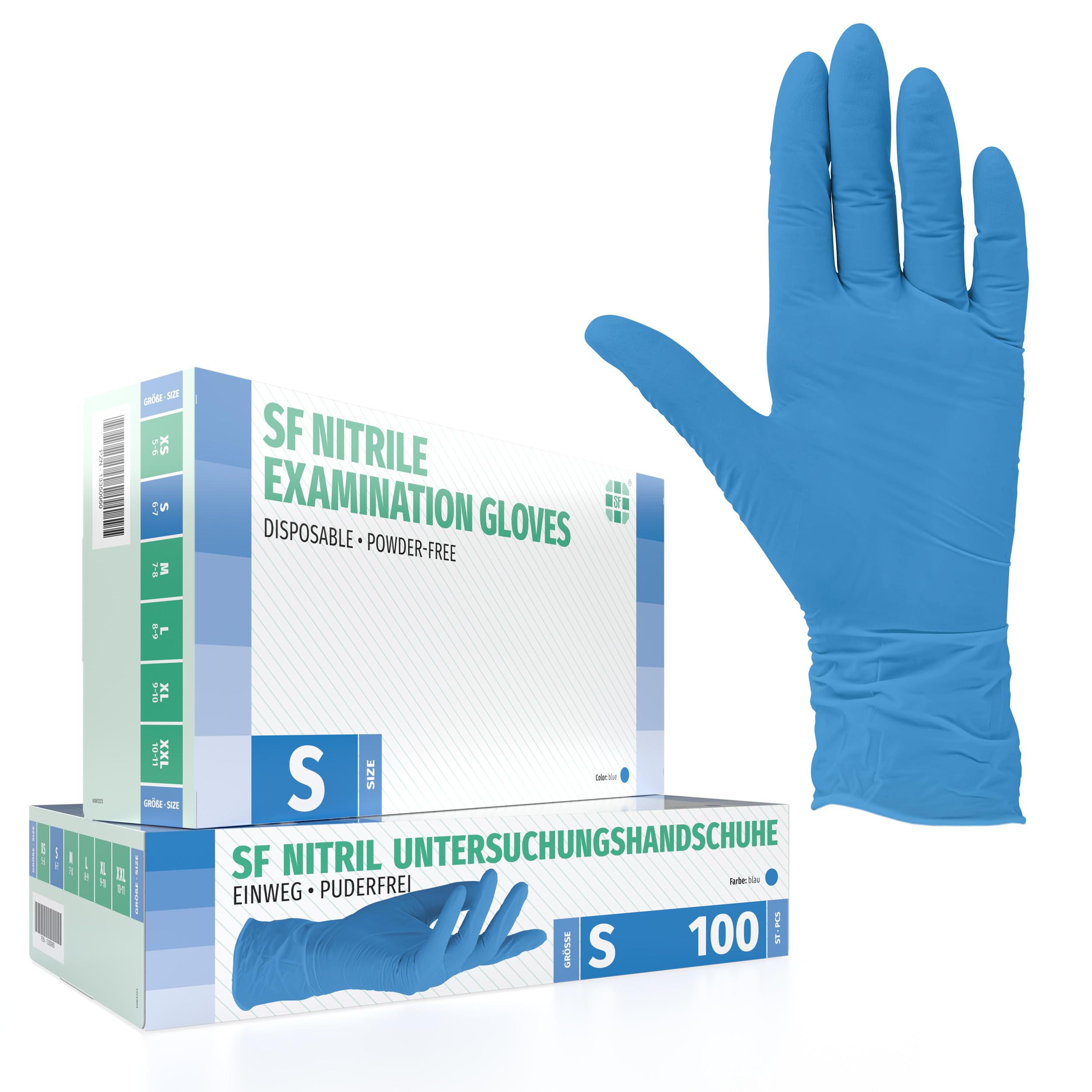 SF Nitrilhandschuhe S Blau – 100 Stück Einweghandschuhe, latexfrei