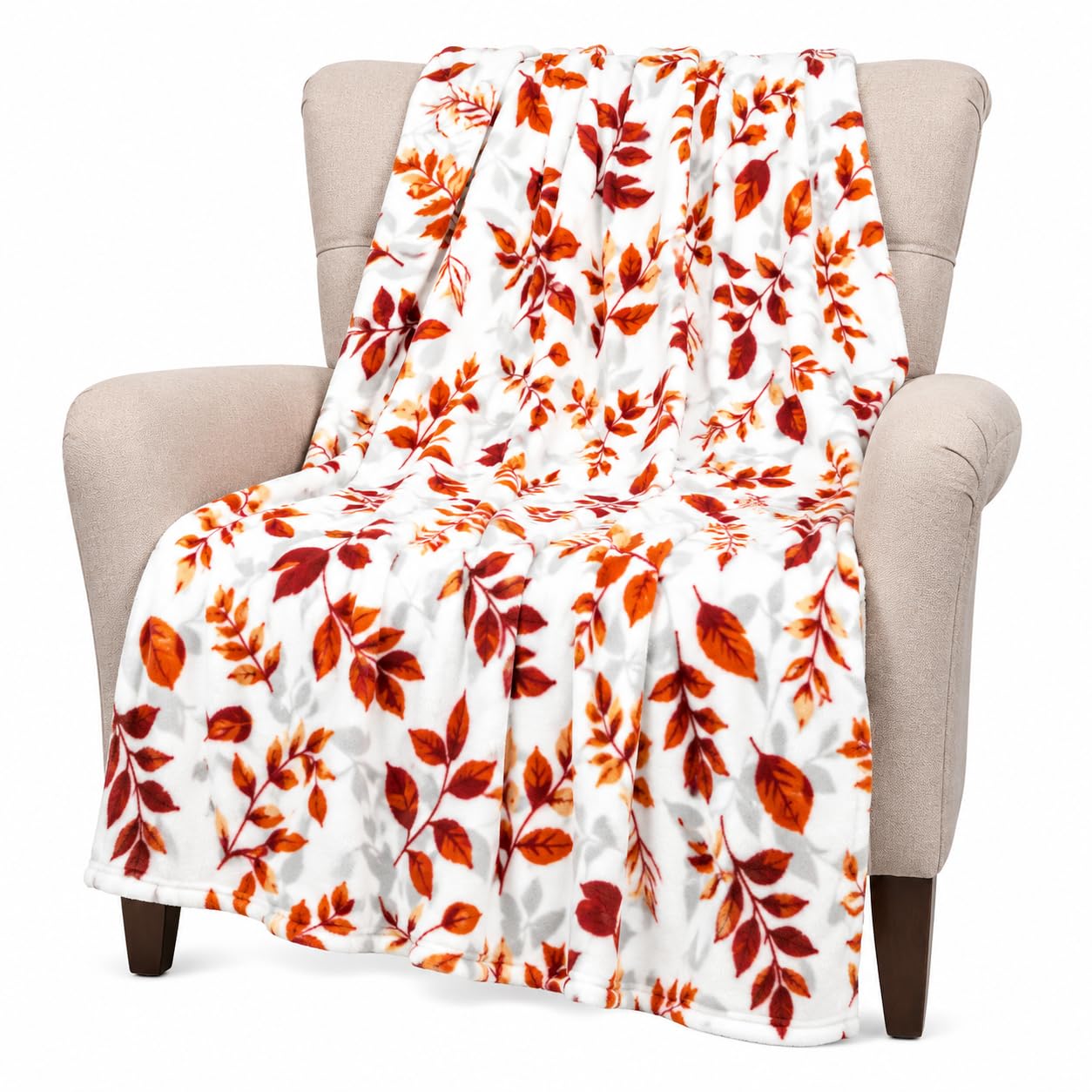 Serafina Home Fleece Throw Blanket: Velvelty Soft, Durable Plush Accent for Bed or Couch (Rustic Leaves, 50 x 60 inches) — image 1