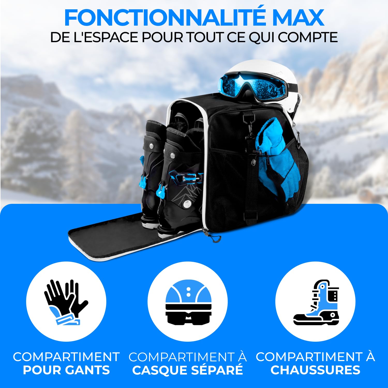 STYNGARD Sac à Chaussures de Ski avec Compartiment pour Casque et Bottes 40 L – Modèle Zermatt
