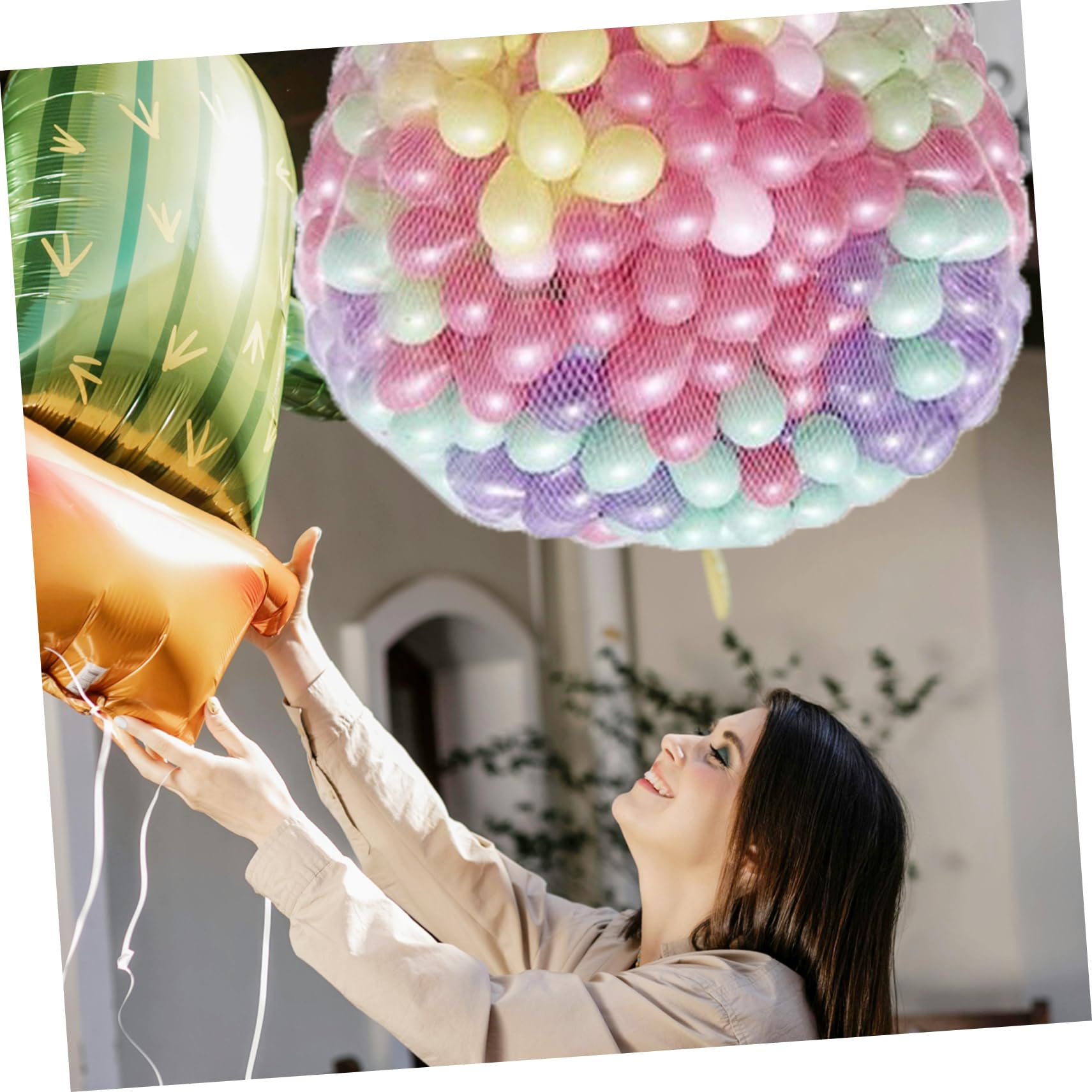 Rete per Rilascio Palloncini Grande 500 Pezzi in Plastico Bianco