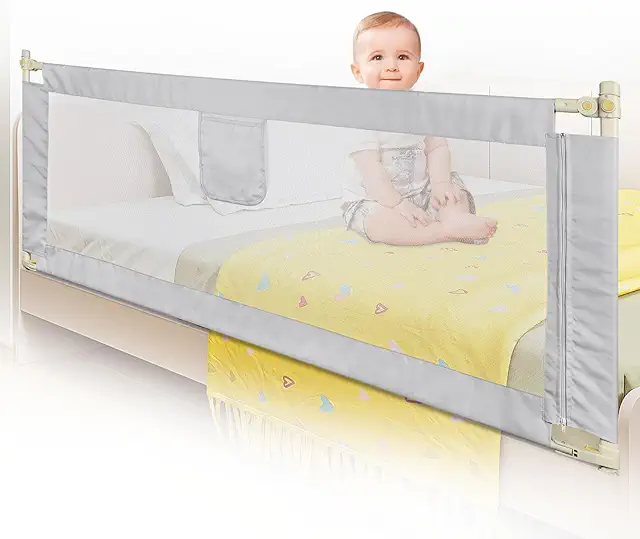 Barrière de lit pour bébé MAYMA - Sécurité réglable en hauteur, maille respirante