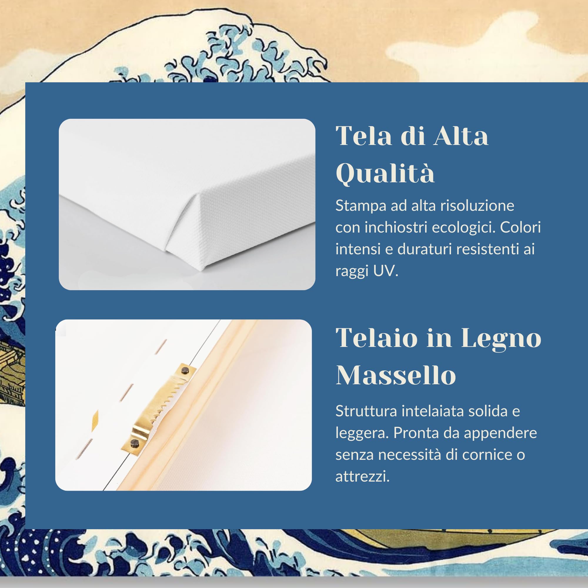 Stampa su Tela – La Grande Onda di Kanagawa – Quadro Arte Giapponese di Katsushika Hokusai per Casa e Ufficio (70, Centimetri, 100, Centimetri)