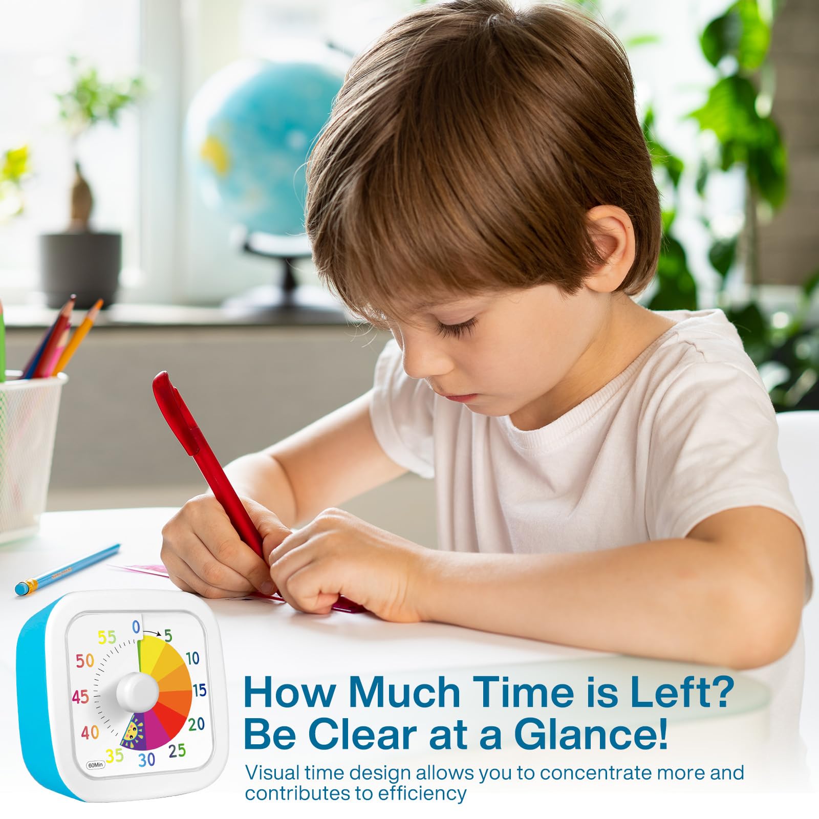 Timer visivo bambini da 60 Minuti Conto alla, Rovescia Silenzioso di Gestione del Tempo, strumento di gestione del tempo per bambini e adulti