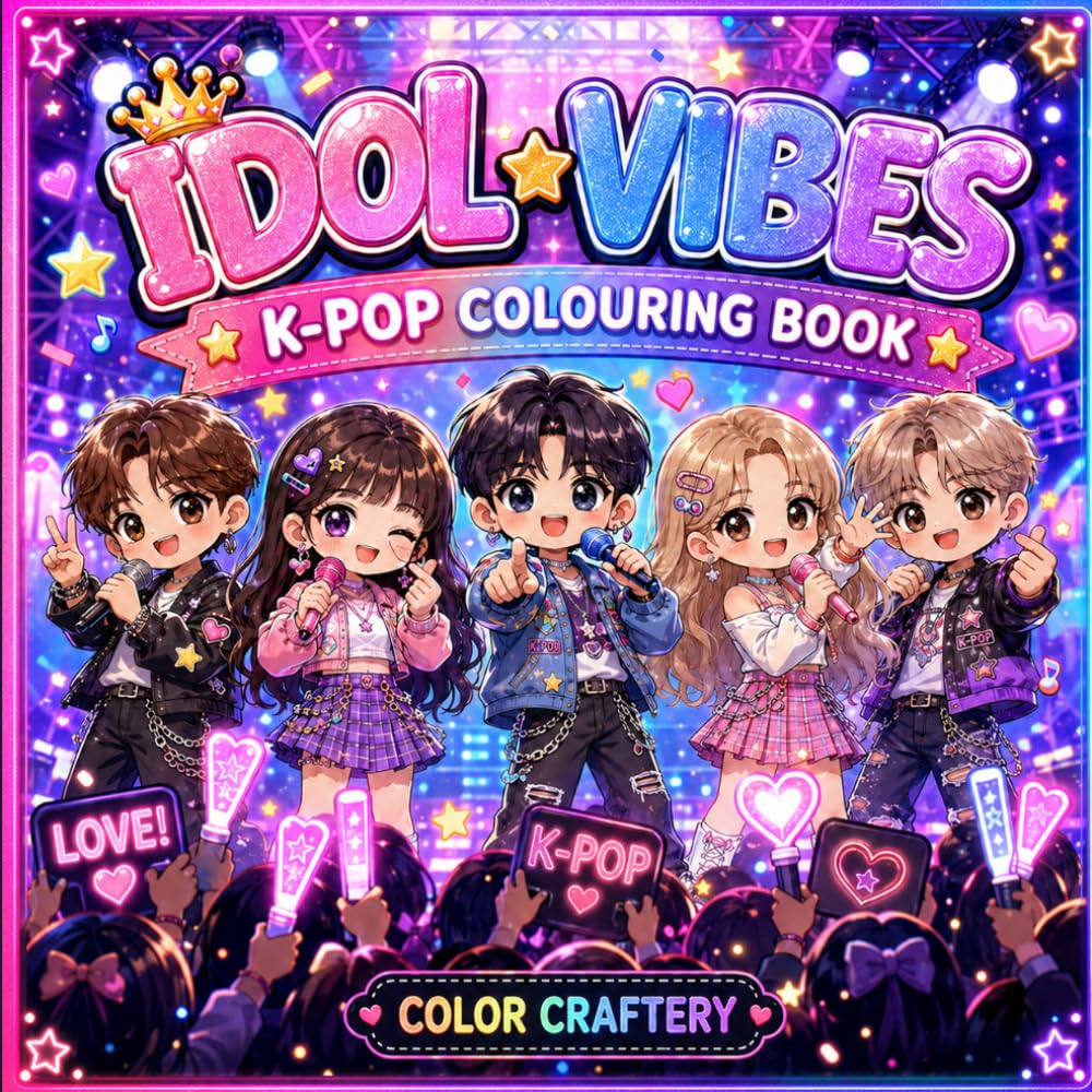 Idol Vibes: A K-Pop Colouring Book for Kids, Teens & Fans
