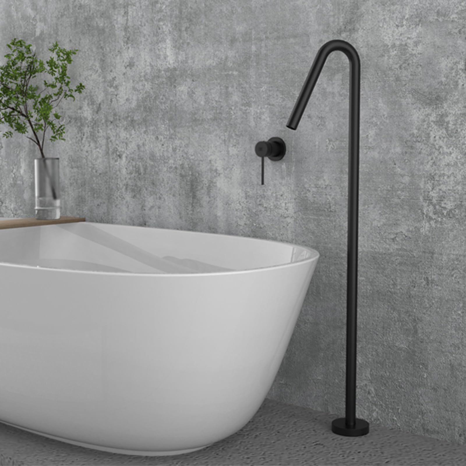 HADECOLL Freestanding Bath Taps Hot And Cold Concealed Bath Mixer Tap Brass Wall Mounted, Black