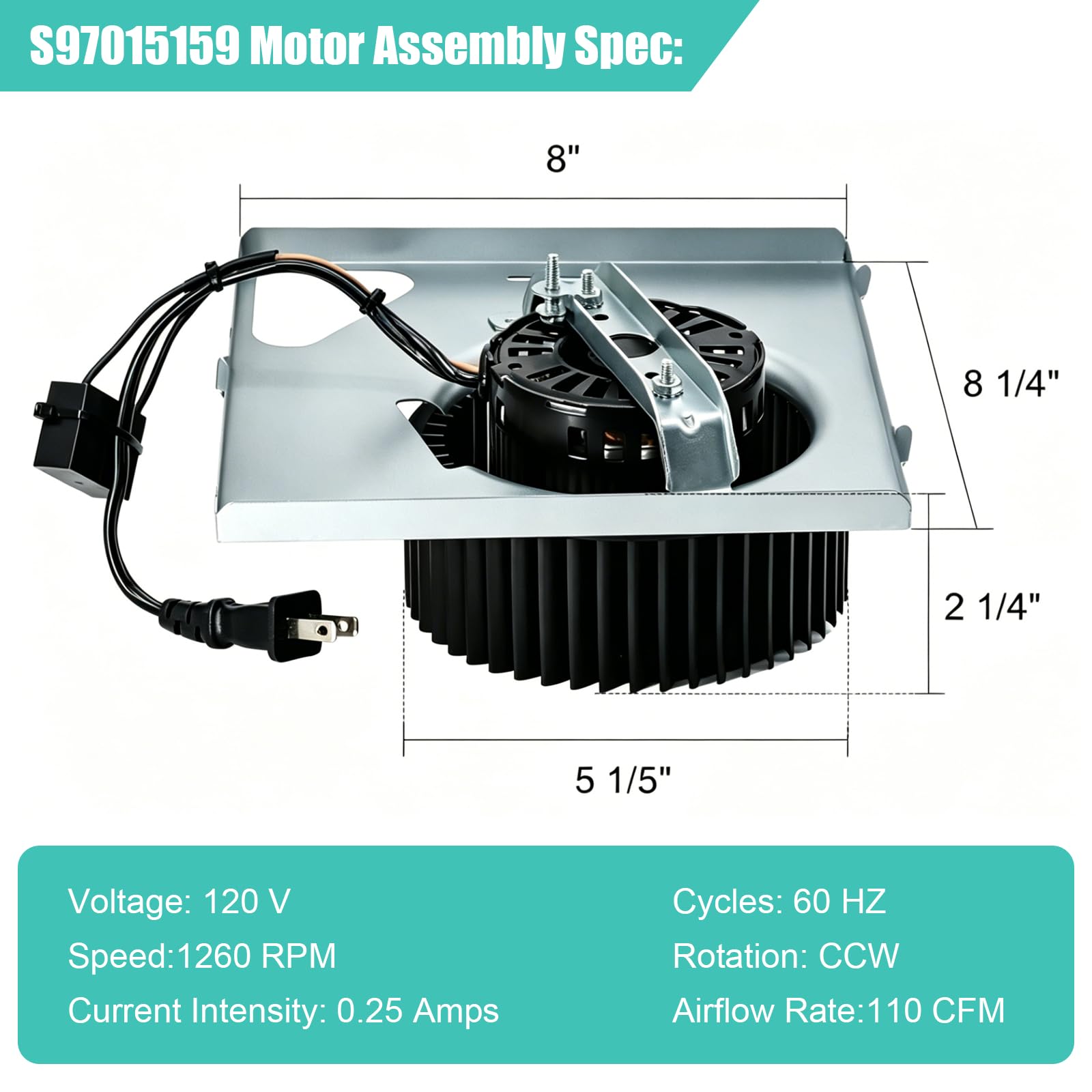 Upgrade 97015159 S97015159 Motor Assembly Compatible with Broan NuTone, Replacement for 676-D 2676F-A 684-D 2684F-A 684NT-A 683-C DX90 80RDF 80RDB, Bathroom Exhaust Fan Motor Assembly - 2