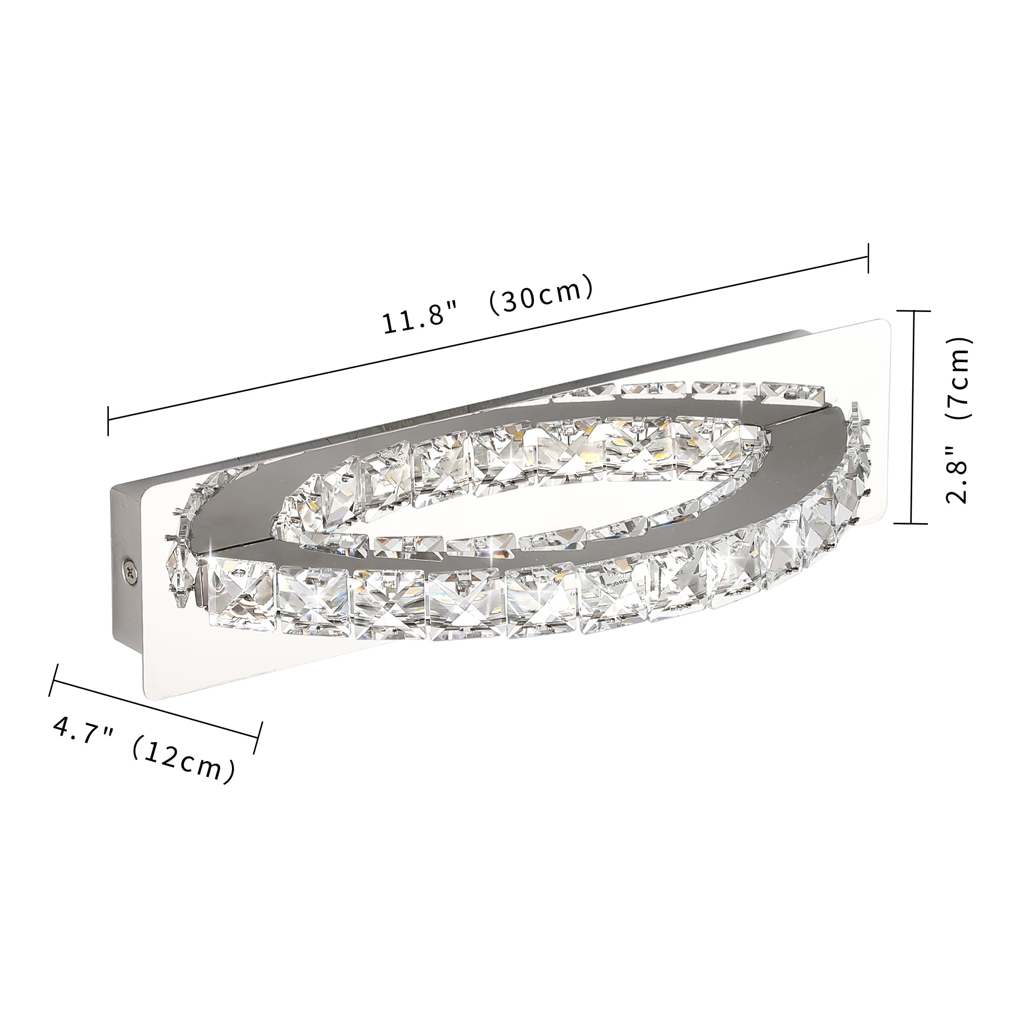 Lampada da specchio a LED 10 W 720 lumen 4000 K con cristalli IP44 impermeabile 230 Vcromata (Cromo, 30CM)