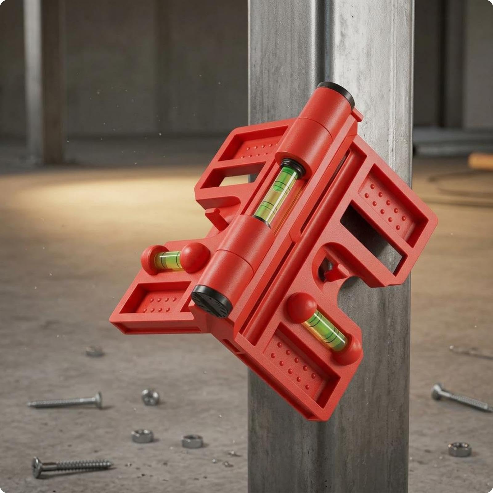 Column Leveler Foldable Level Bubble Vial Rotating Post Level Red Upgraded Foldable-image-12